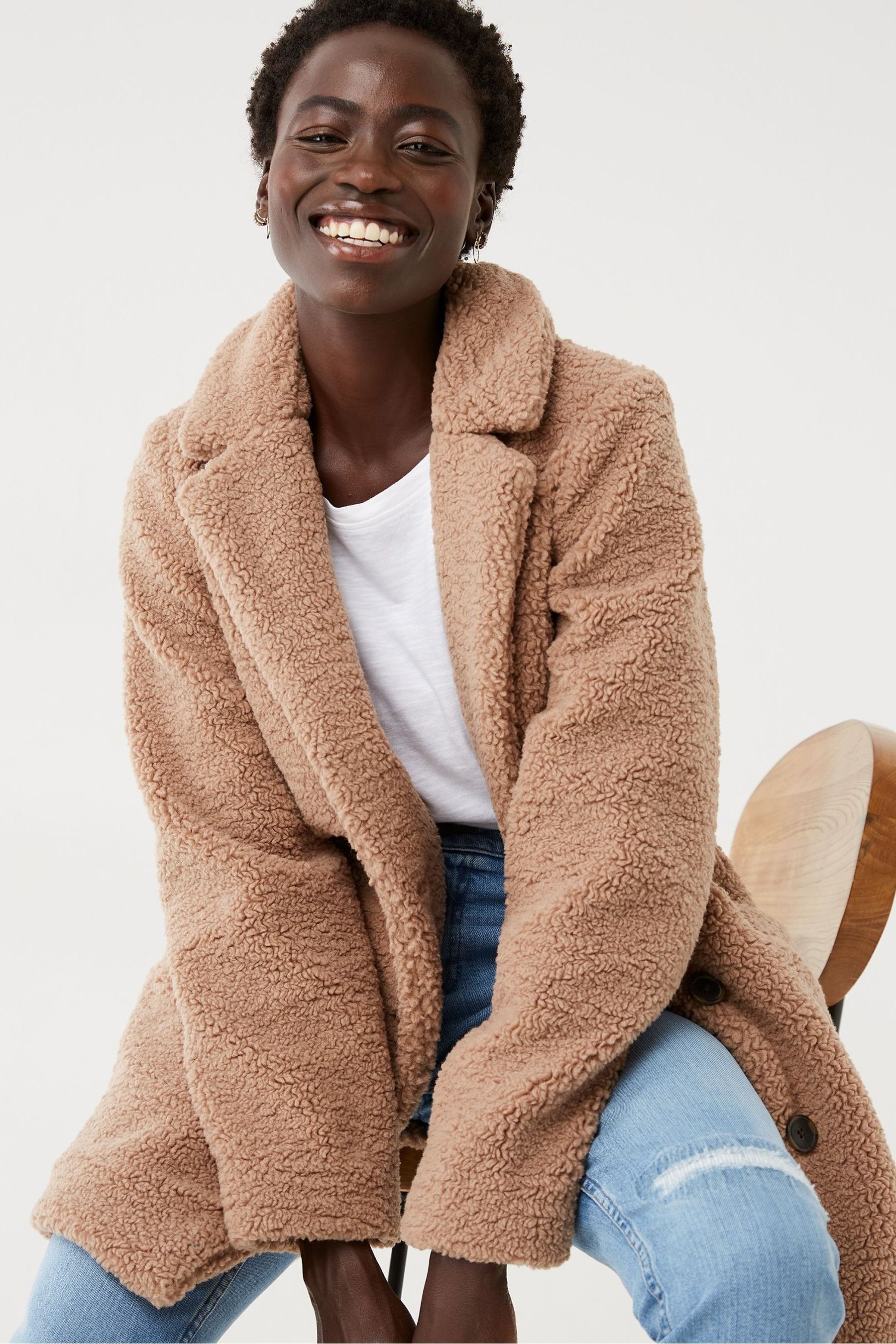Buy FatFace Natural Tanya Teddy Coat from Next Luxembourg
