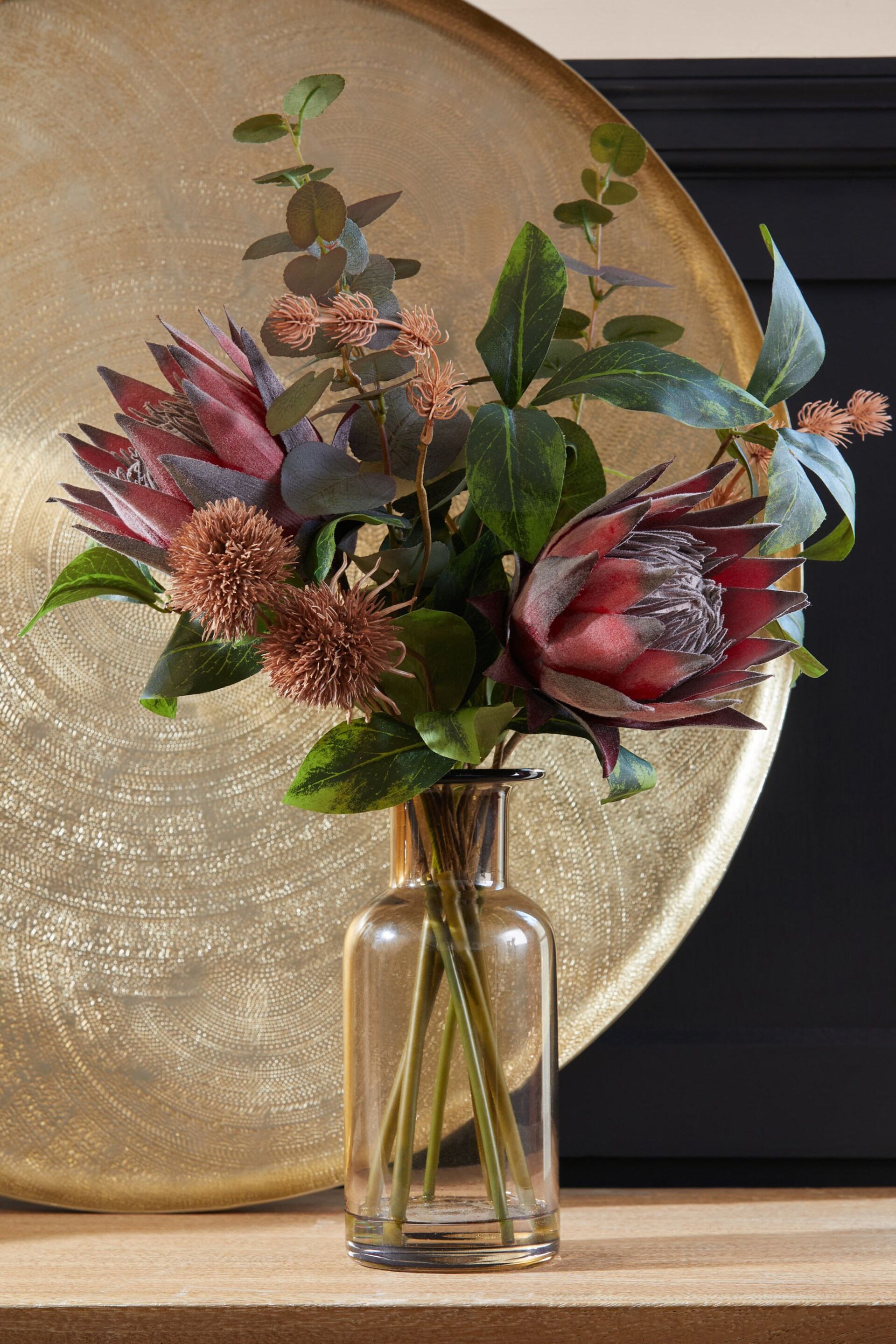 Burgundy Red Artificial Protea Floral Arrangement - Image 1 of 4