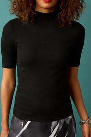 Black Half Sleeve High Neck T-Shirt - Image 3 of 5