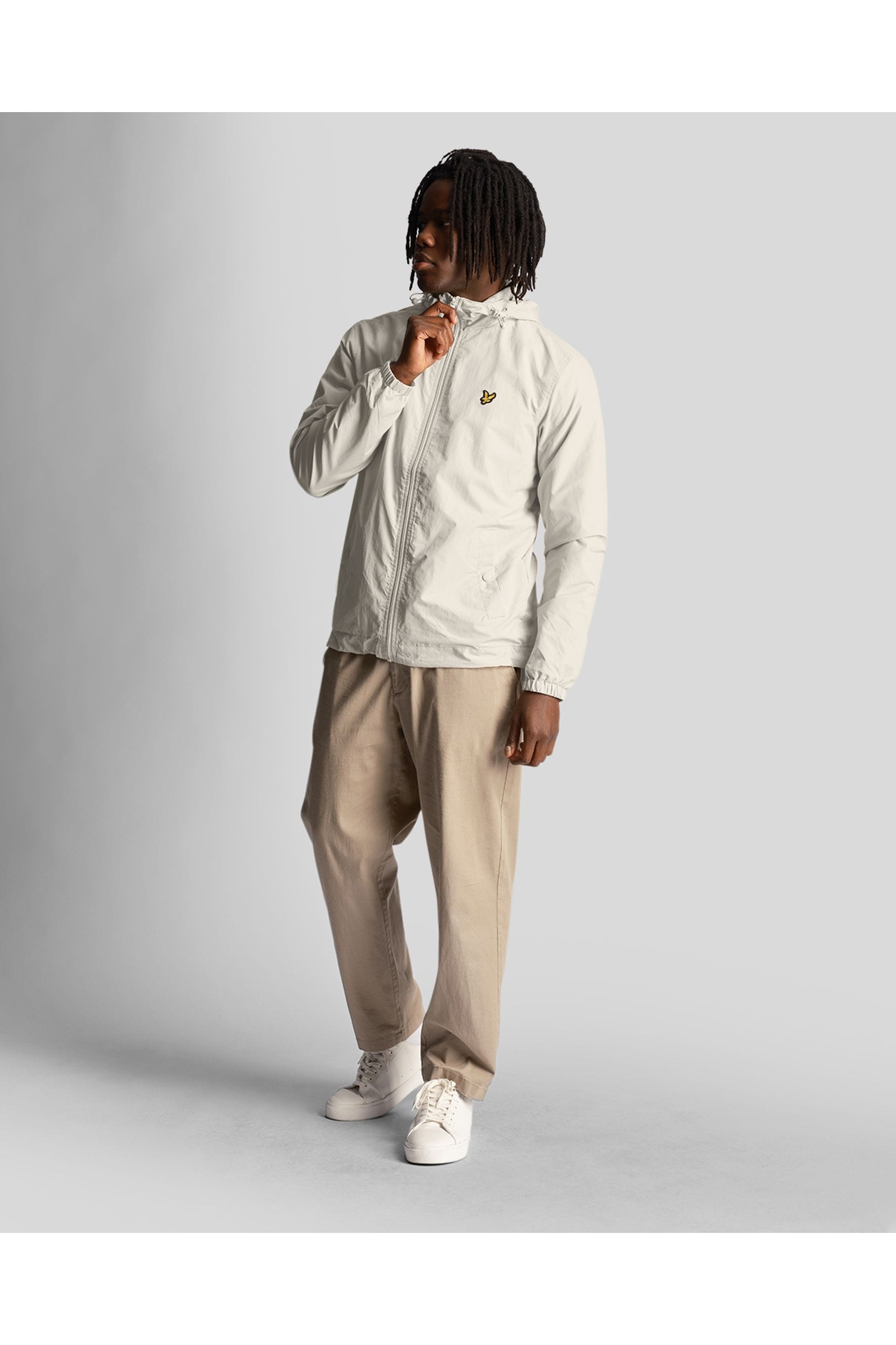 Buy Lyle Scott Cream Zip Through Hooded Jacket from Next Luxembourg