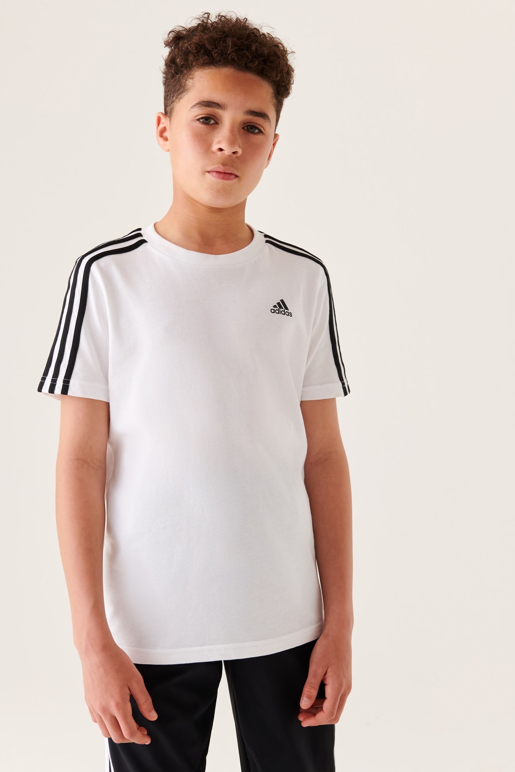 adidas Essentials 3 Stripes 100 Cotton T Shirt