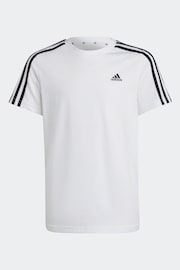 adidas White Essentials 3 Stripes 100% Cotton T-Shirt - Image 6 of 10