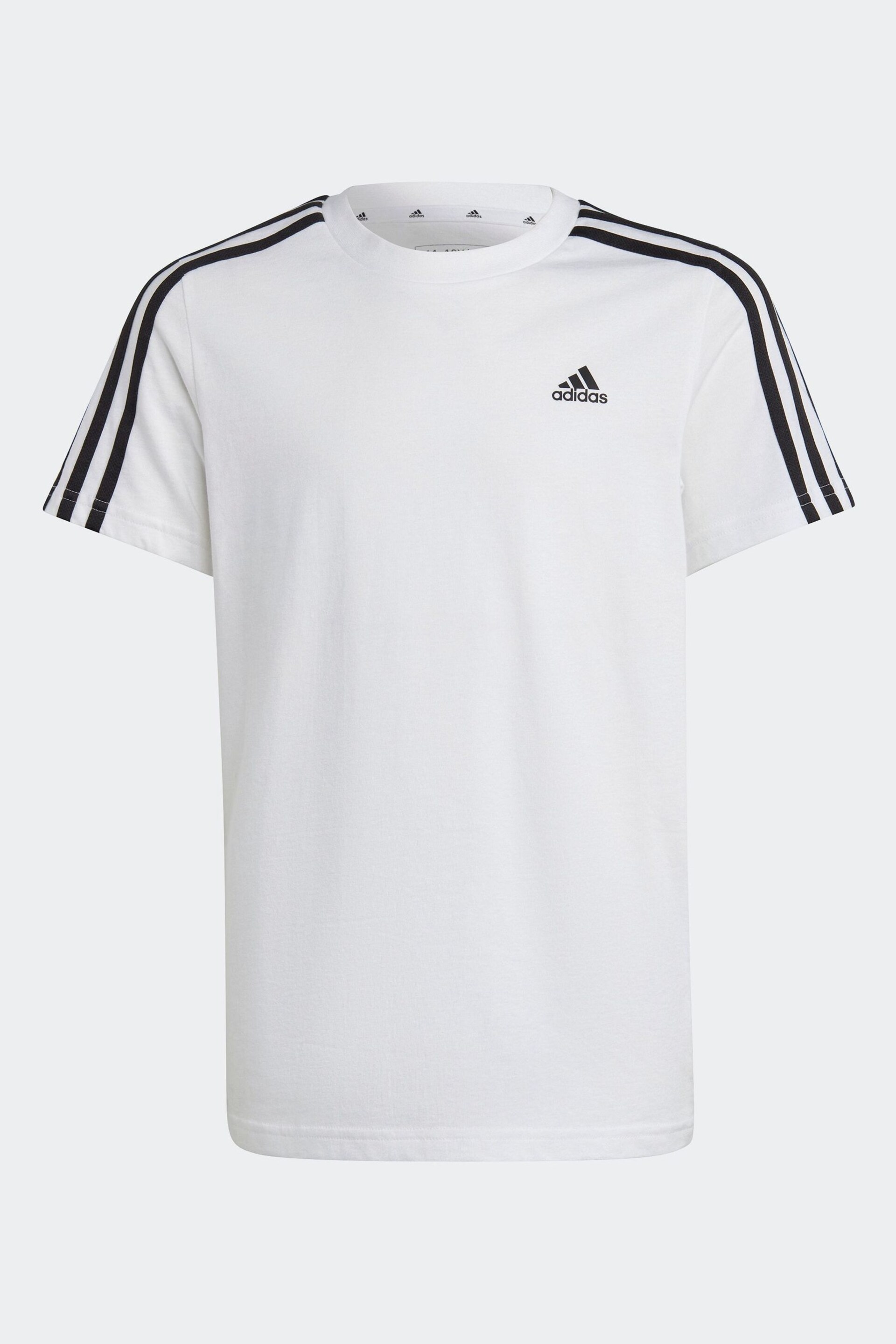 adidas White Essentials 3-Stripes Cotton T-Shirt - Image 6 of 10