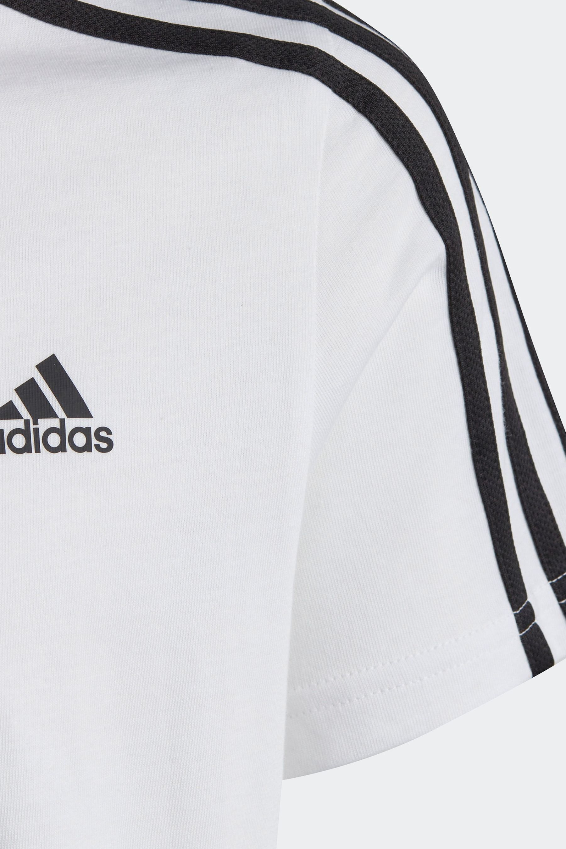 adidas White Essentials 3 Stripes 100 Cotton T Shirt