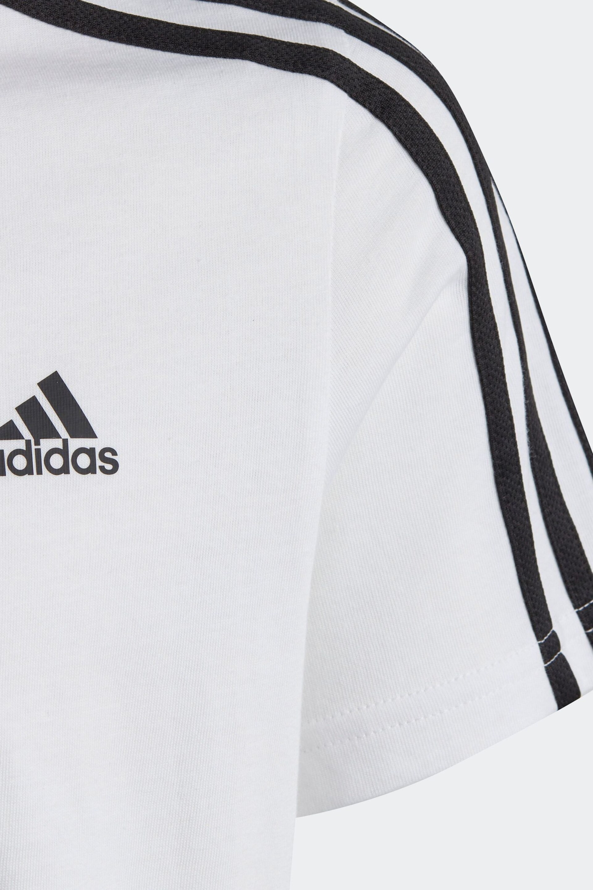 adidas White Essentials 3-Stripes Cotton T-Shirt - Image 8 of 10