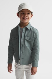 Reiss Duck Egg Tampa Senior Twin Pocket Overshirt - Image 3 of 6