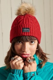 Superdry Red Cable Lux Beanie - Image 1 of 3