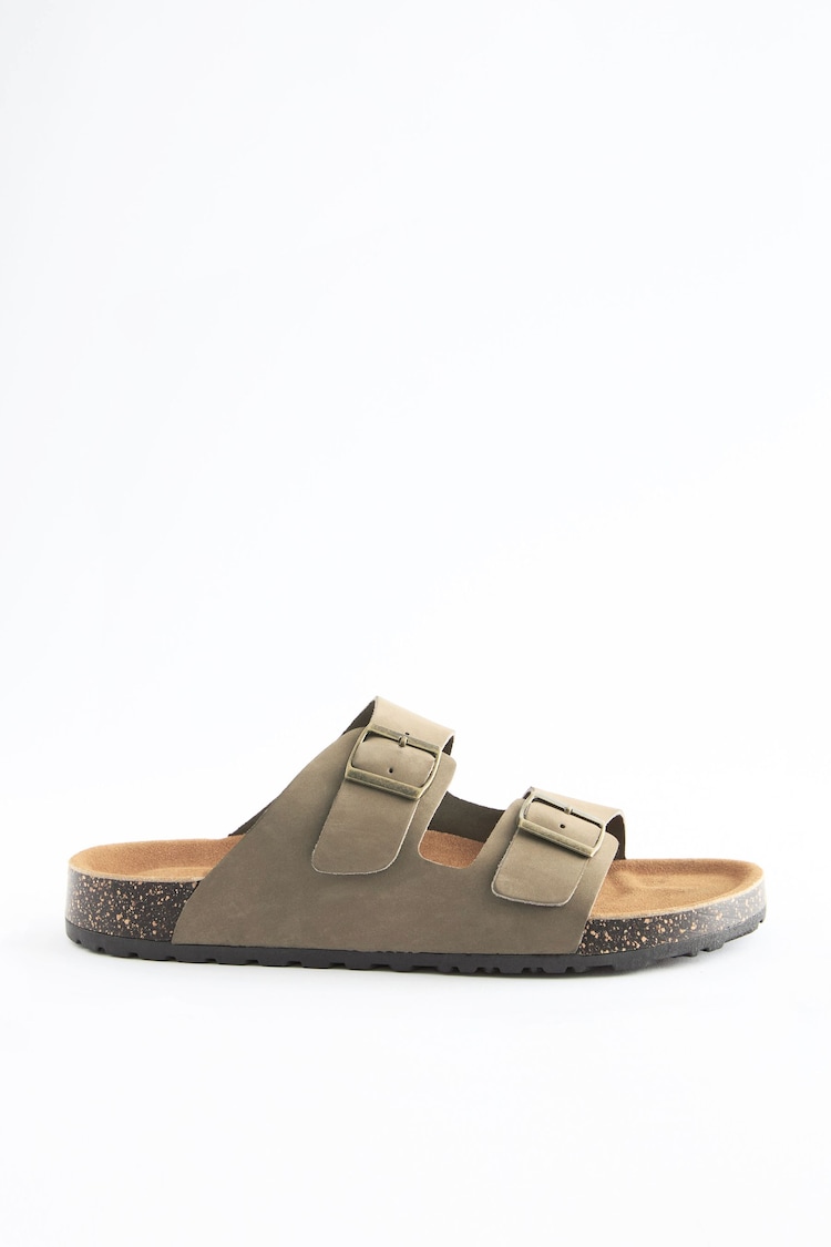 Taupe Leather Two Buckle Sandals - Image 3 of 6