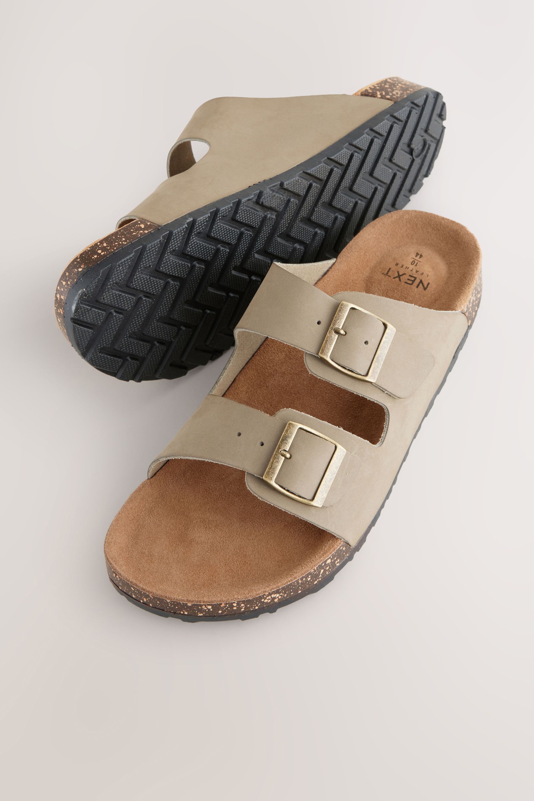 Buy Taupe Leather Two Buckle Sandals from Next Ukraine
