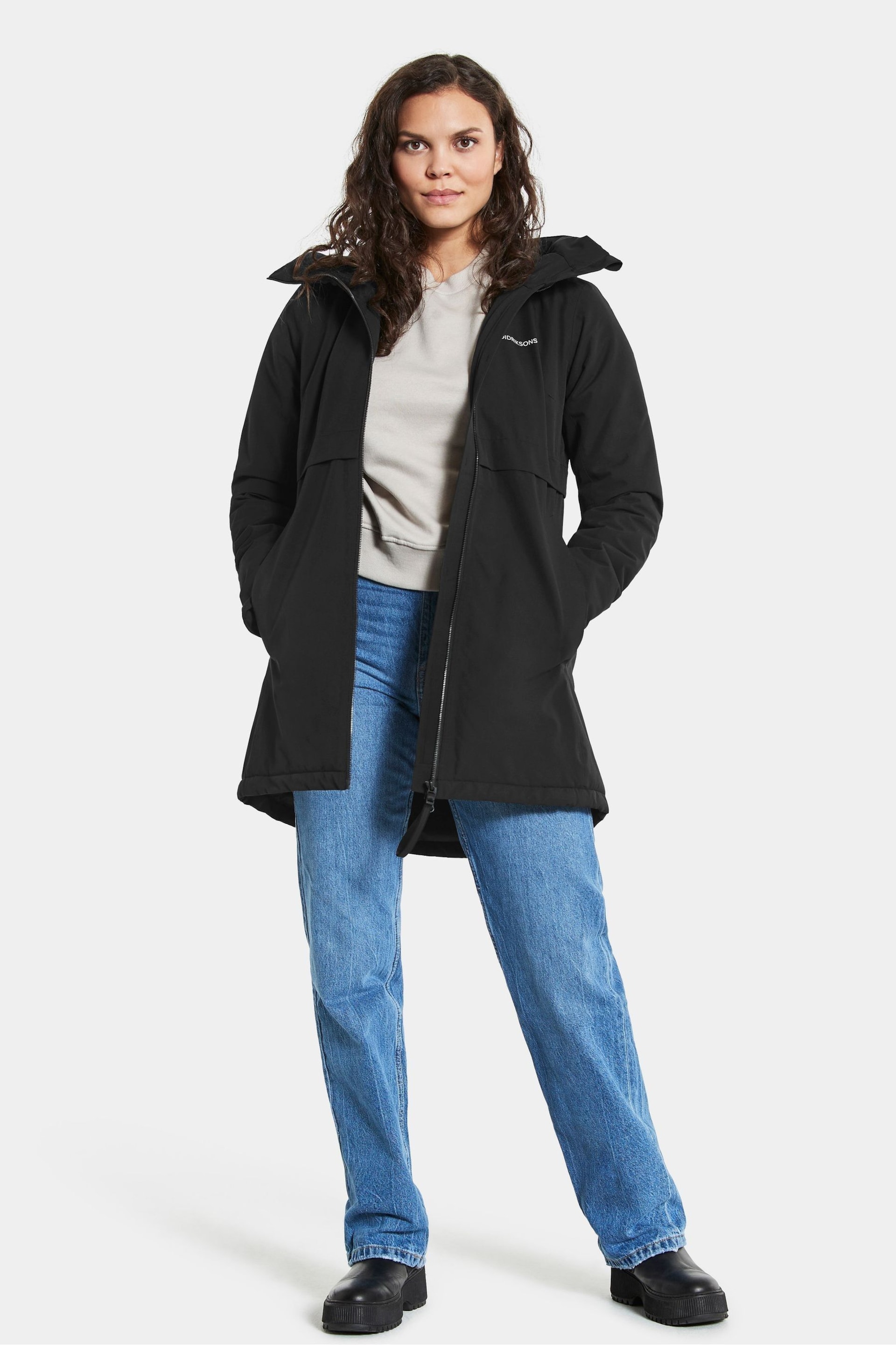 Didriksons Helle Wns Parka 5 Black Jacket - Image 4 of 5
