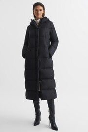 Reiss Black Tilde Longline Hooded Puffer Coat - Image 6 of 8