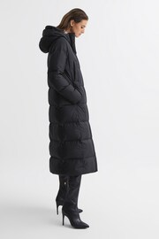 Reiss Black Tilde Longline Hooded Puffer Coat - Image 7 of 8