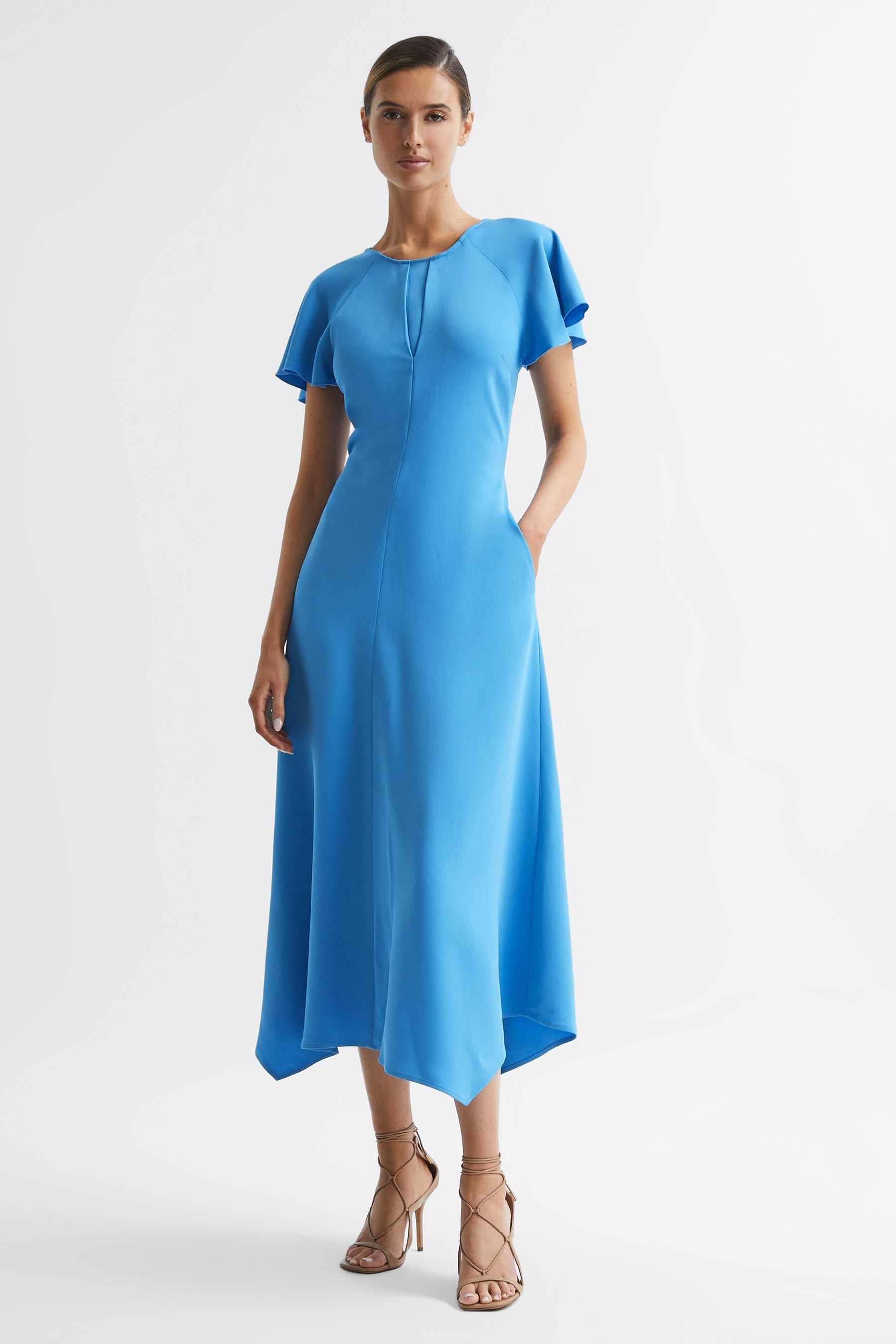 Buy Reiss Blue Eleni Cap Sleeve Maxi Dress from the Next UK online shop