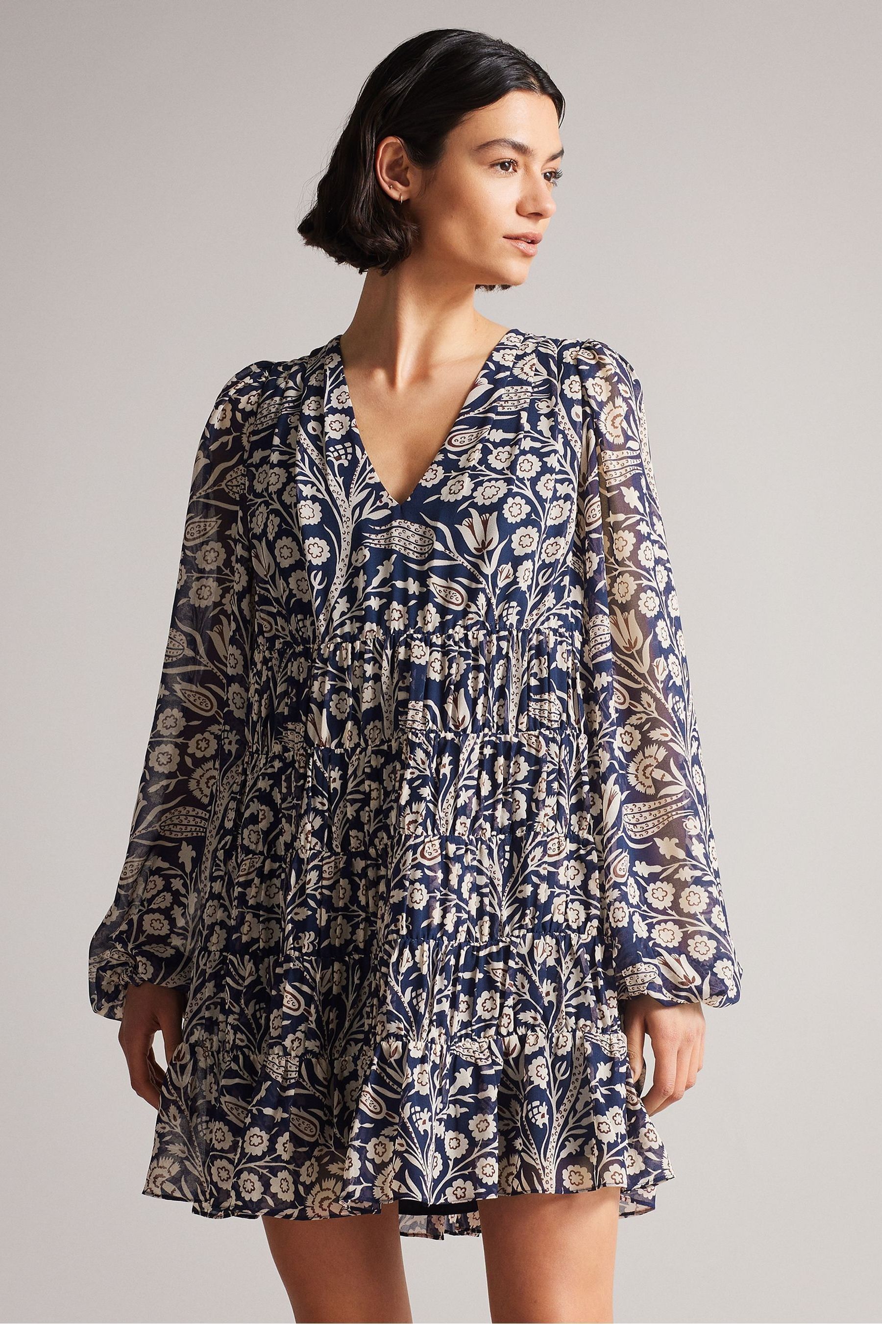 Buy Ted Baker Trissa Blue Tiered Swing Mini Dress from Next Luxembourg