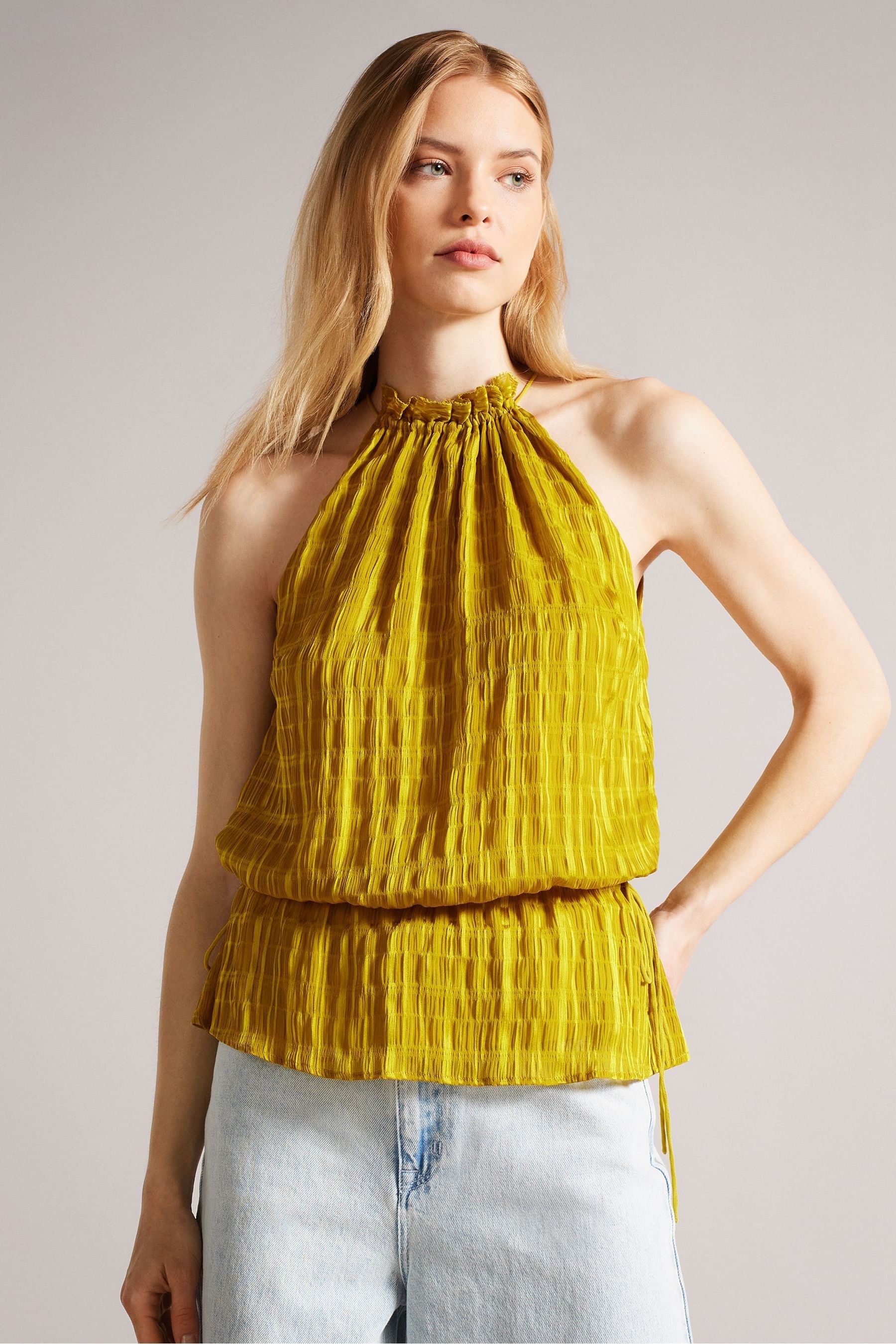 Buy Ted Baker Cliara Mid Yellow Drawstring Waist Halter Top from Next Luxembourg