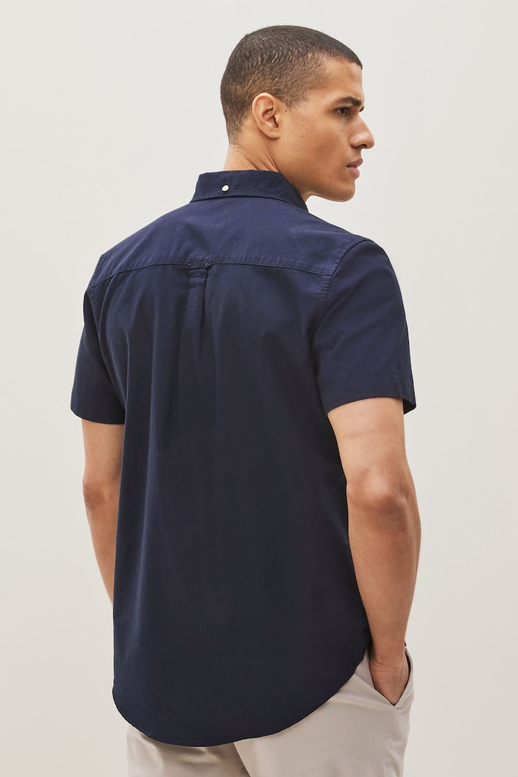 Navy Blue Regular Fit Short Sleeve Oxford Shirt - Image 2 of 5