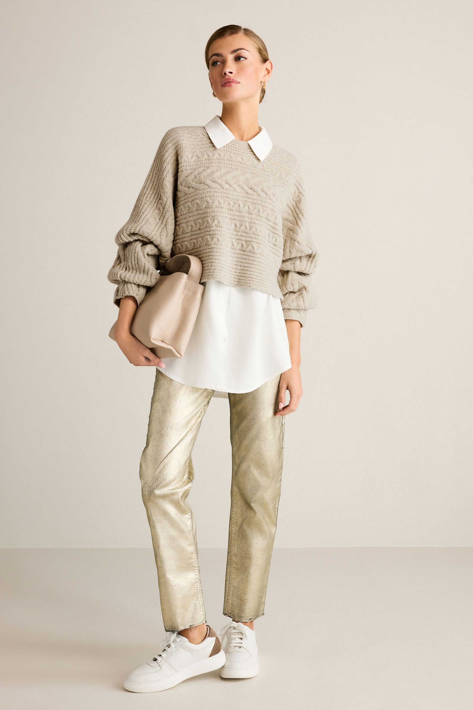 Layered look jumper shirt shop