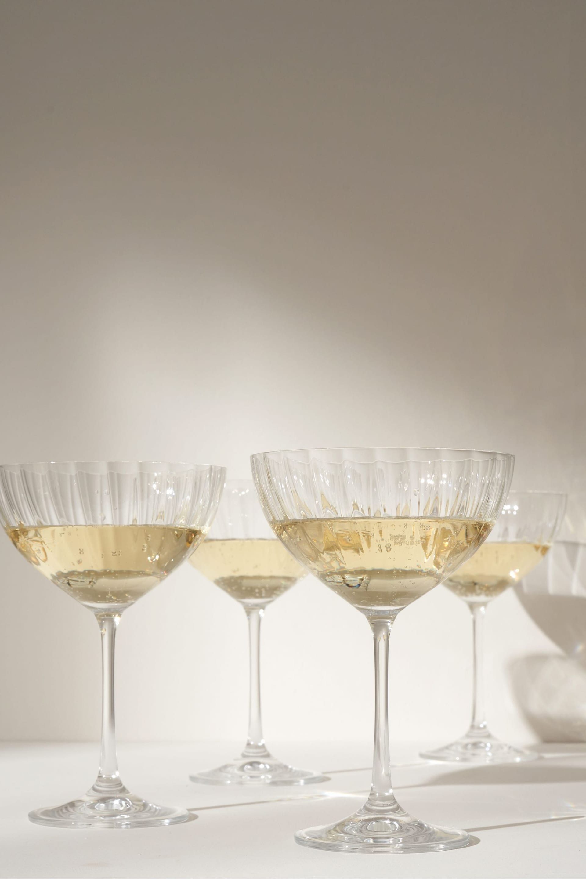 Truly Set of 4 Clear Crystal Coupes Champagne Flutes - Image 2 of 4