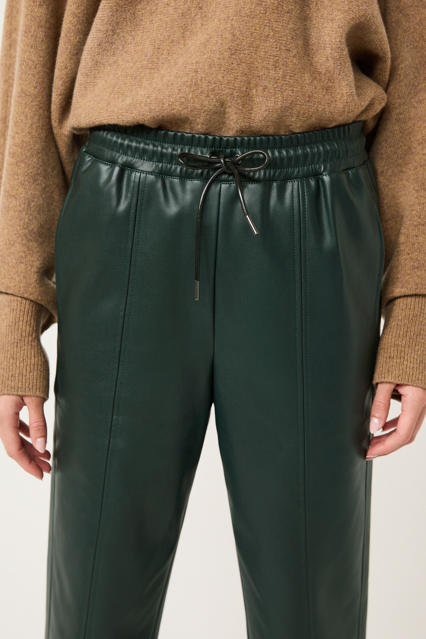 Buy Dark Green Faux Leather PU Jogger Trousers from Next Qatar