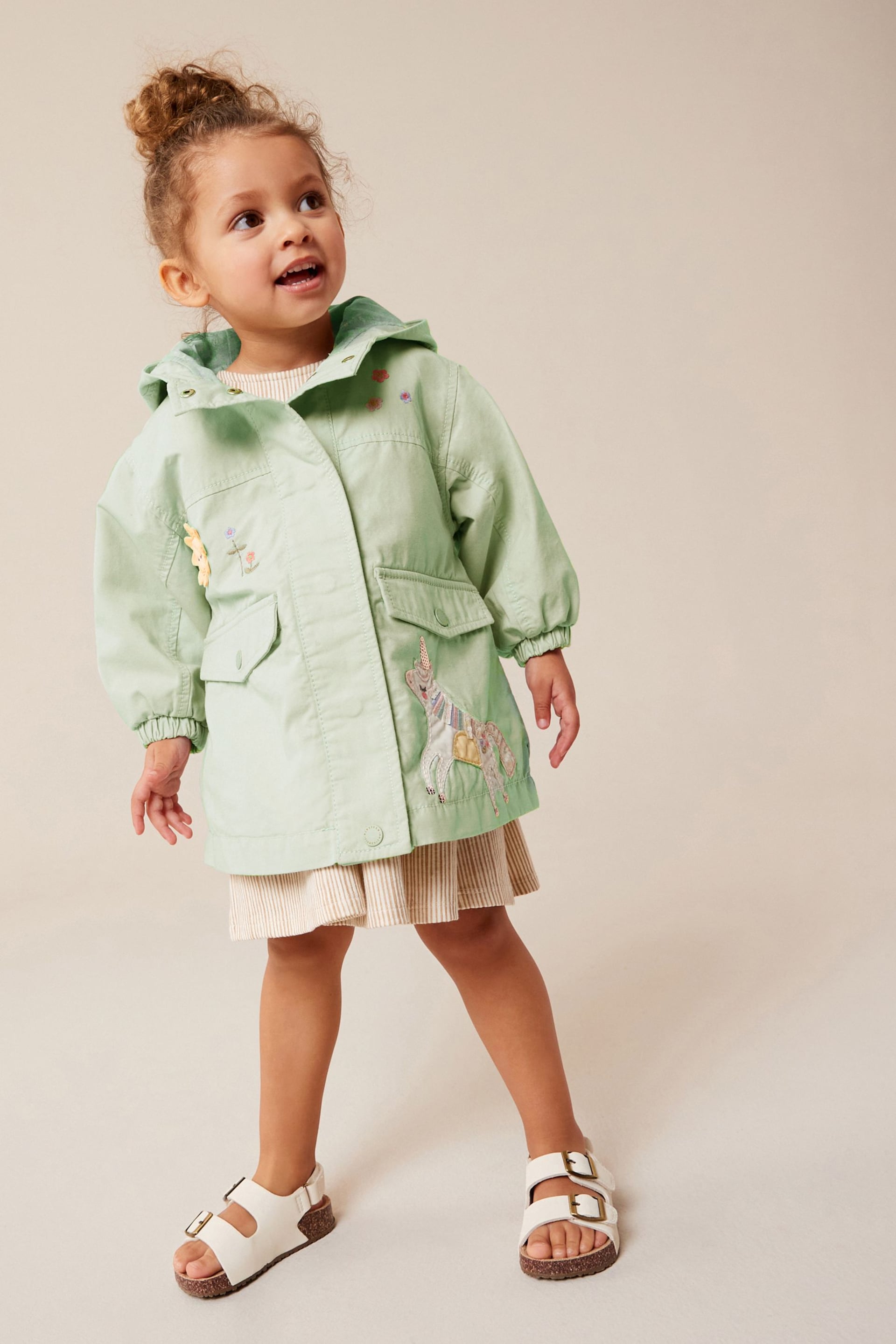 Sage Green Shower Resistant Cotton Trench Coat (3mths-7yrs) - Image 1 of 7