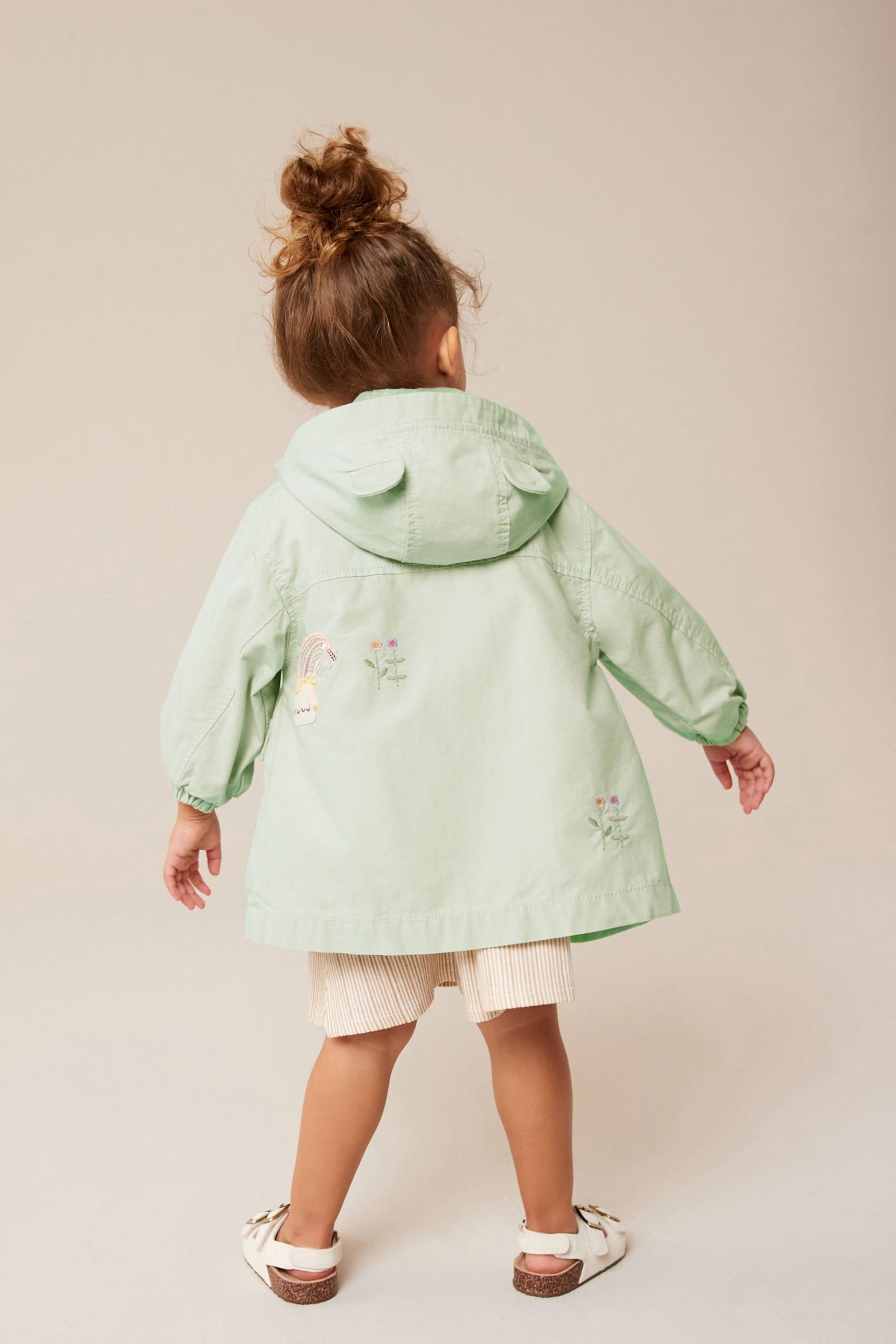 Sage Green Shower Resistant Cotton Trench Coat (3mths-7yrs) - Image 3 of 7