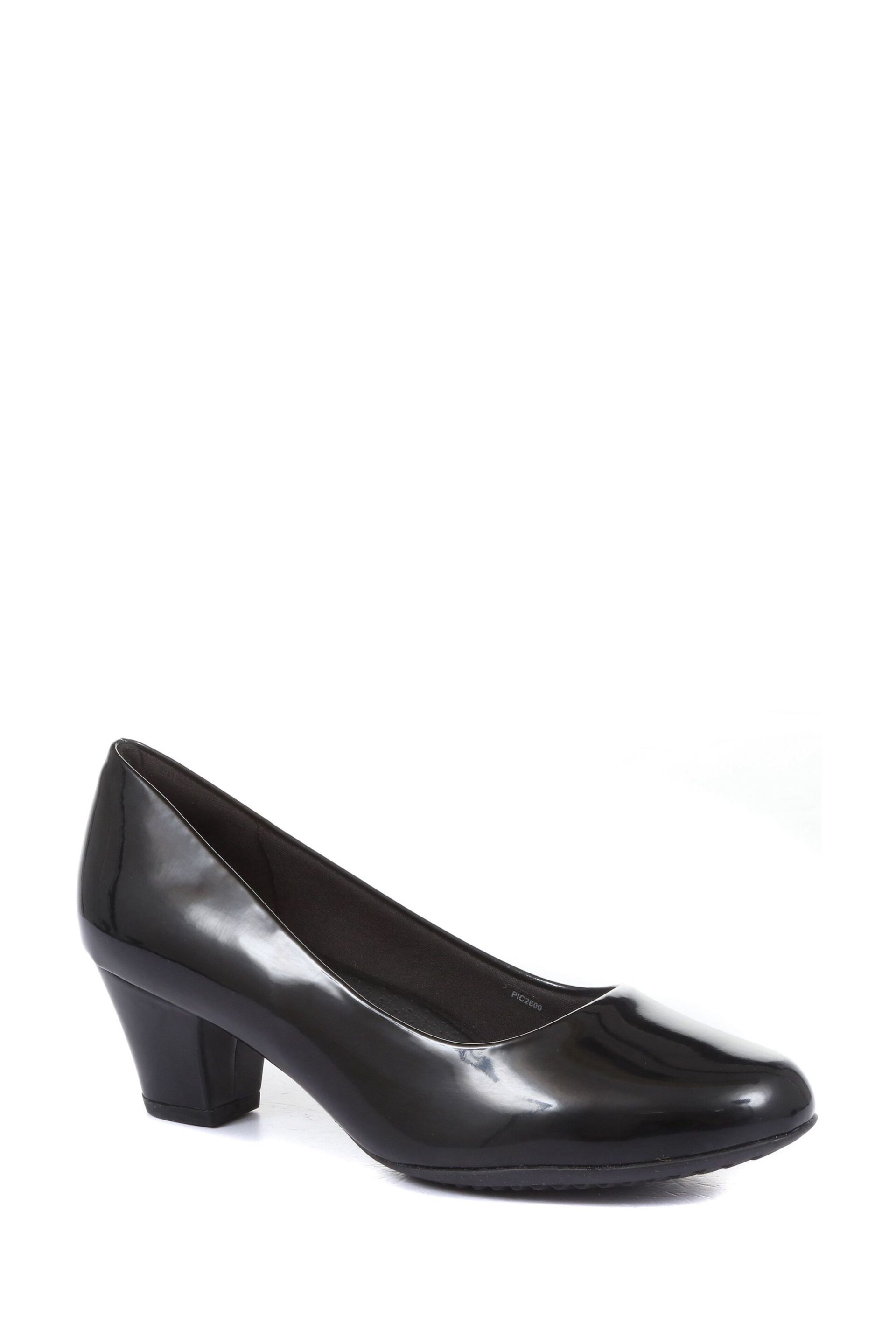 Pavers Black Patent Pavers Heeled Court Shoes - Image 3 of 6