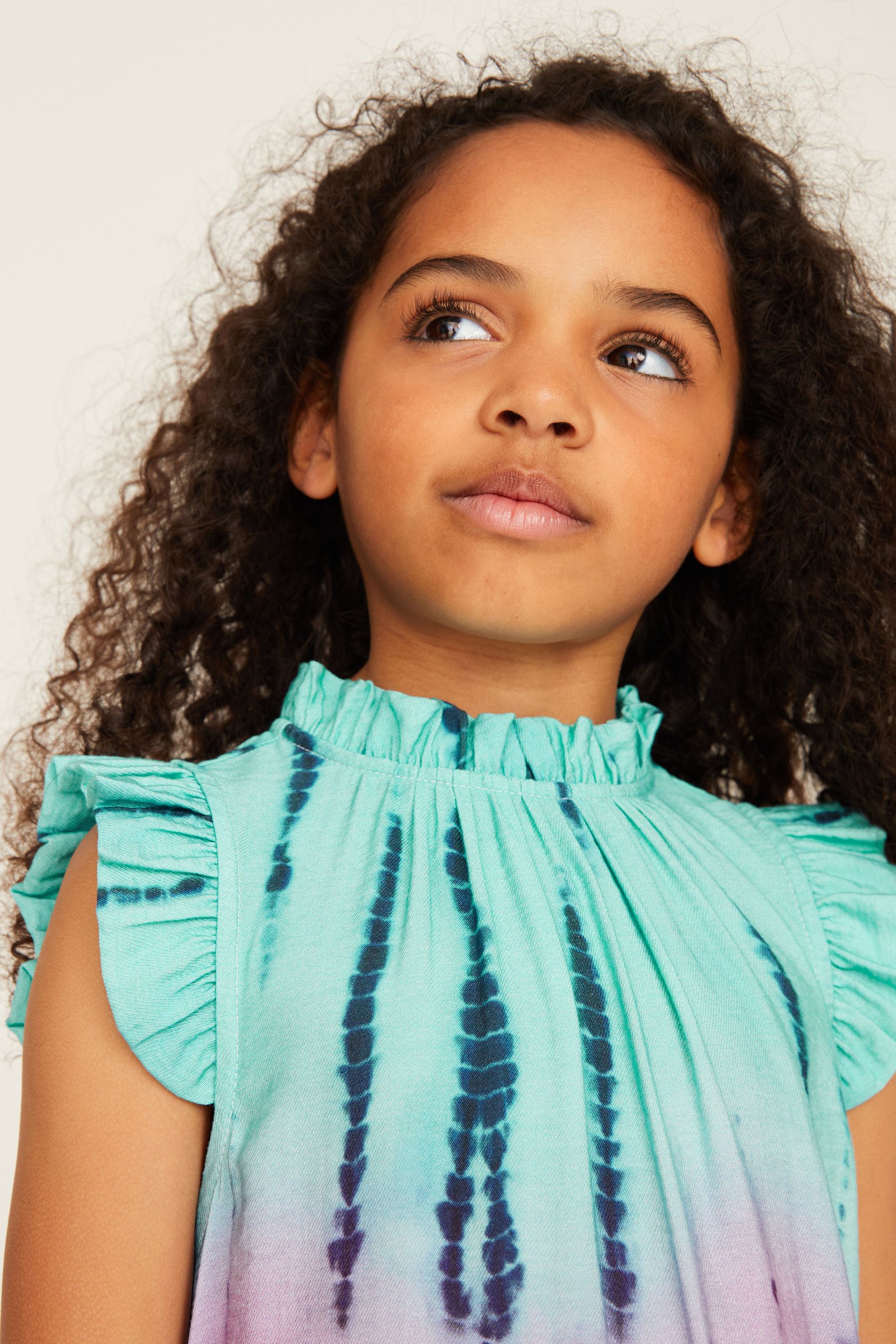 Buy Mint Velvet Pink Blue Tie Dye Ruffle Dress from Next Luxembourg
