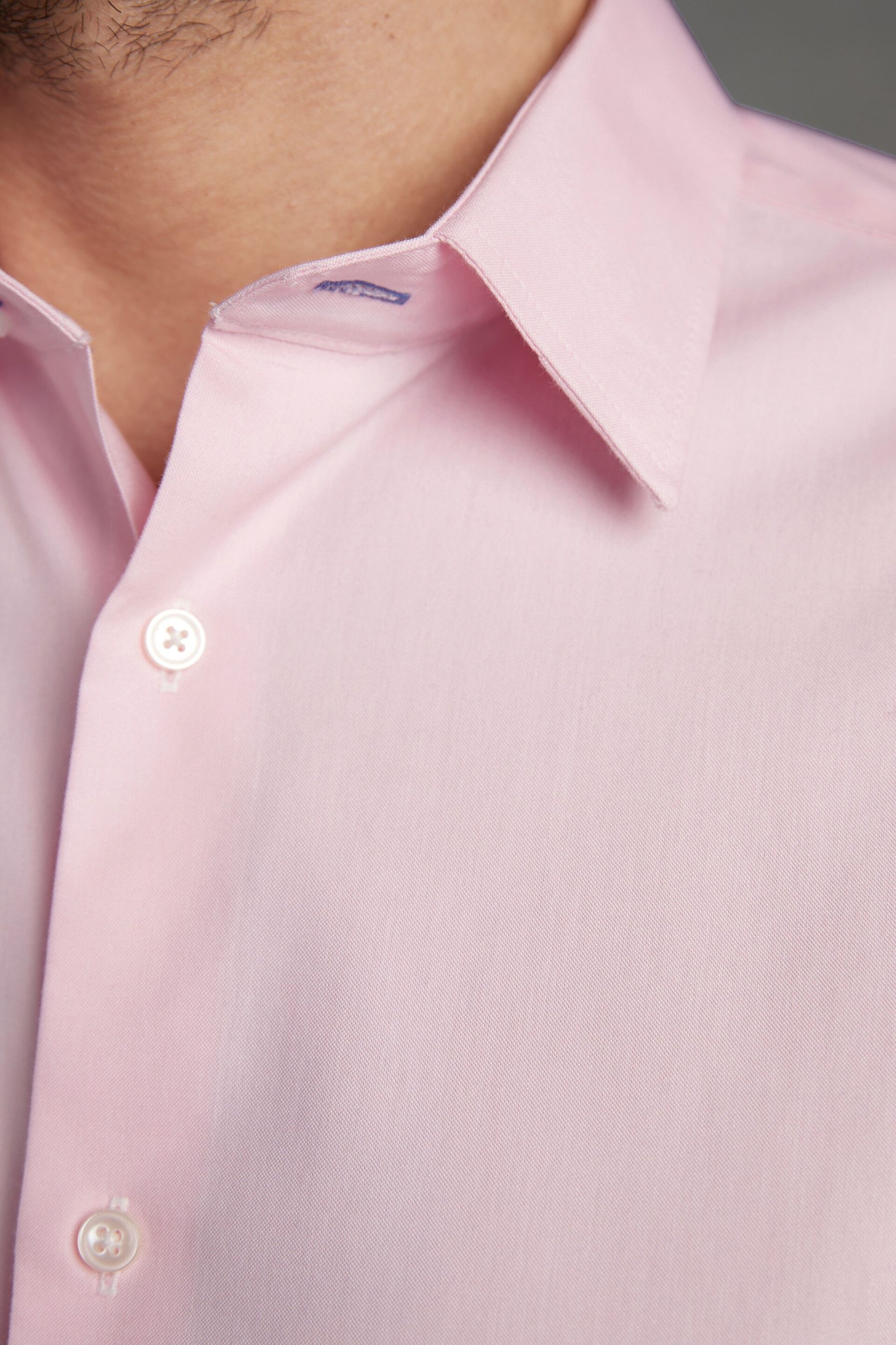 Pink Slim Fit Signature Super Non Iron Single Cuff Shirt - Image 5 of 9