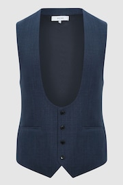 Reiss Navy Ease Sharkskin Horseshoe Slim Fit Waistcoat - Image 2 of 7