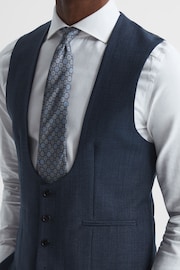 Reiss Navy Ease Sharkskin Horseshoe Slim Fit Waistcoat - Image 7 of 7