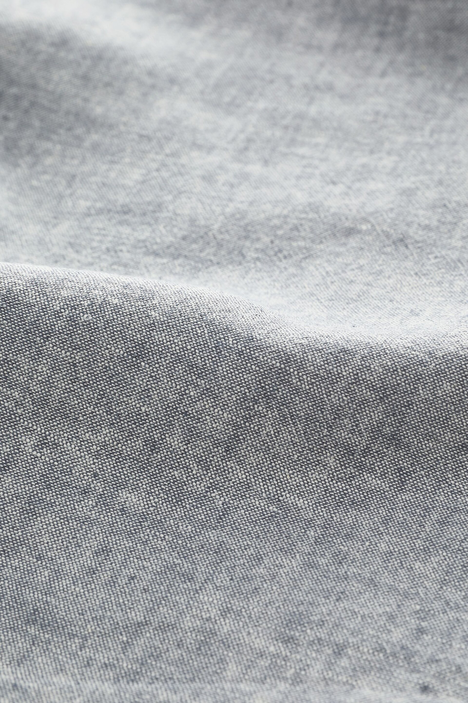 Grey Grandad Collar Linen Blend Long Sleeve Shirt - Image 6 of 6
