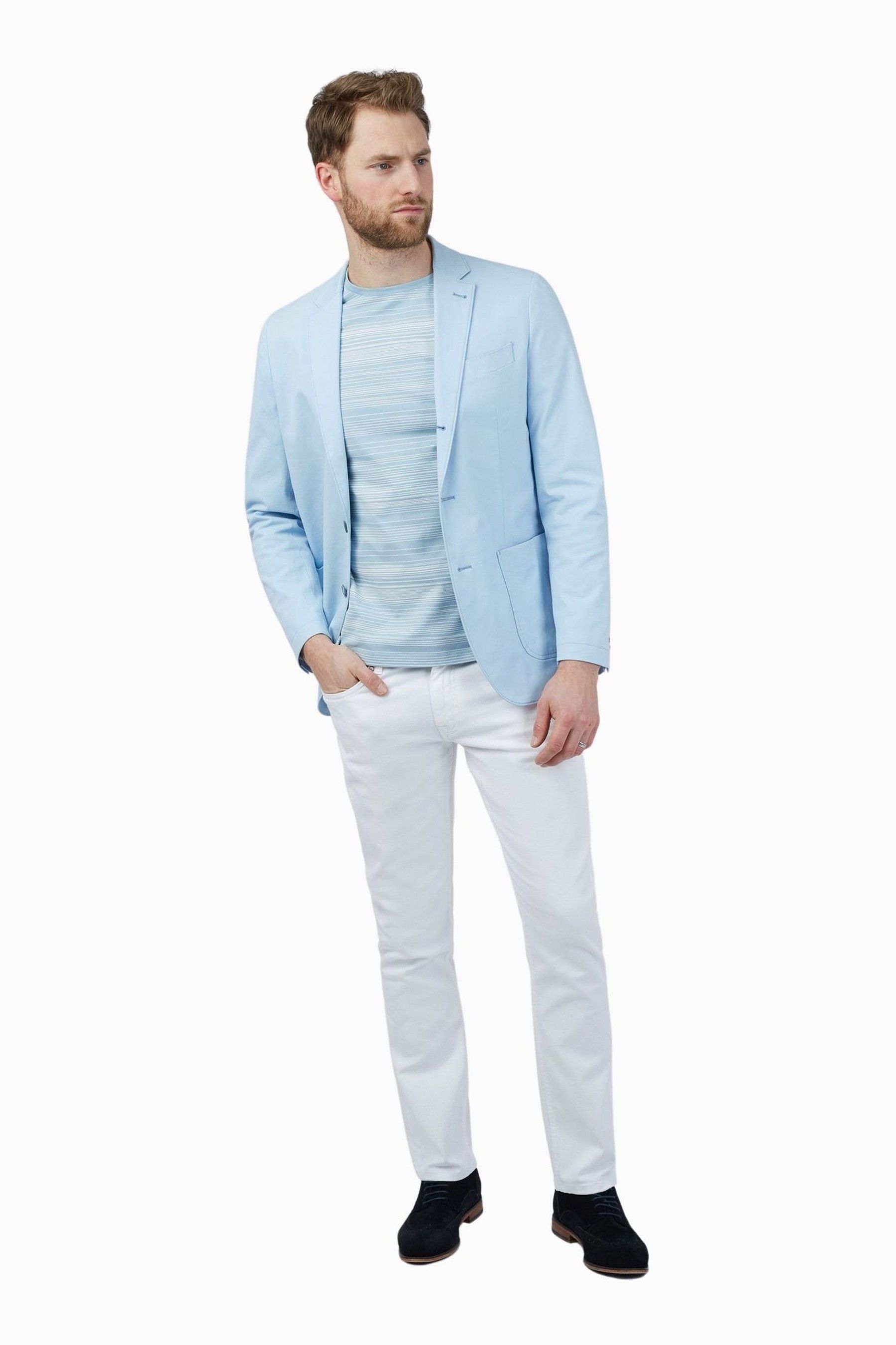 Buy Jeff Banks Blue Blue Plain Cotton Blazer from the Next UK online shop