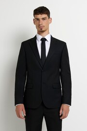 River Island Black Skinny Twill Suit: Jacket - Image 1 of 4