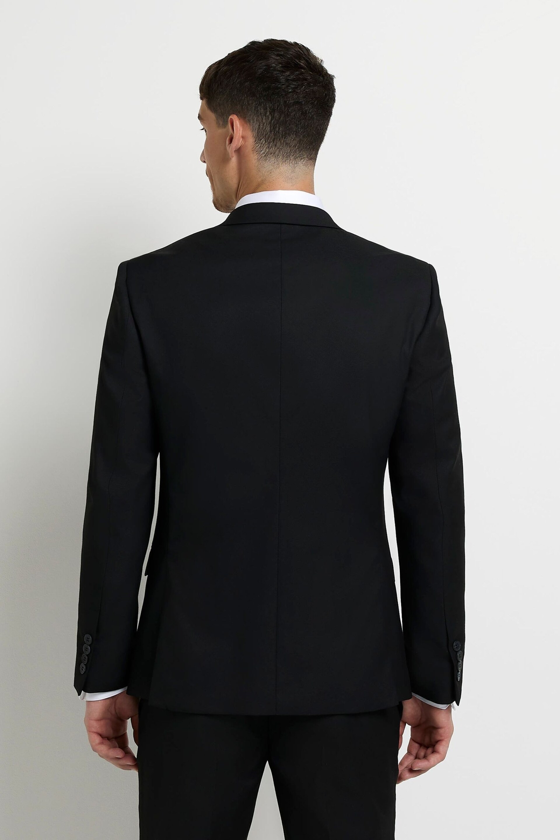 River Island Black Skinny Twill Suit: Jacket - Image 3 of 4