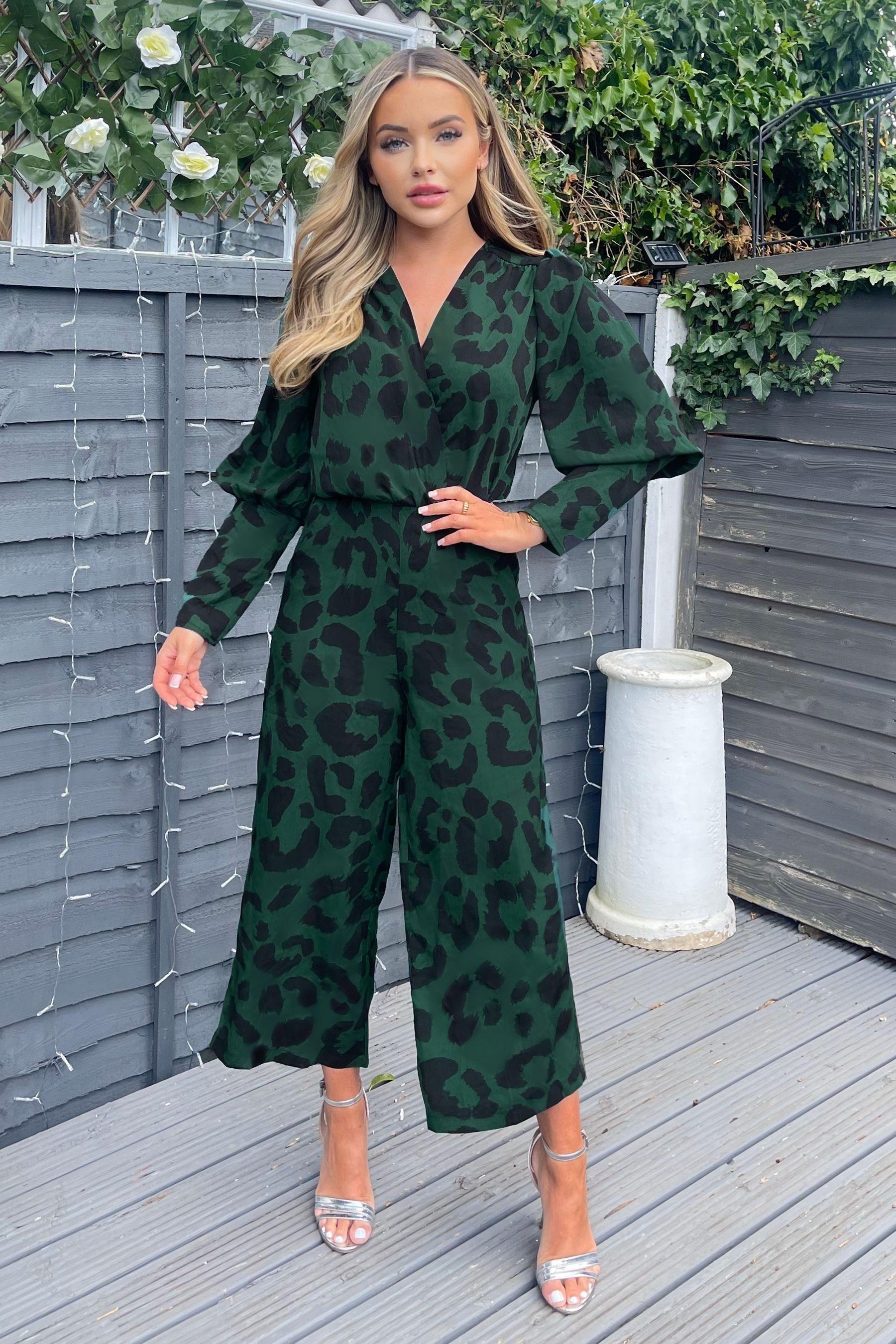 Buy AX Paris Green Leopard Print Wrap Top Culotte Jumpsuit from Next Luxembourg