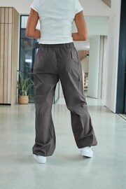 Charcoal Grey Parachute Cotton Cargo Trousers - Image 3 of 5