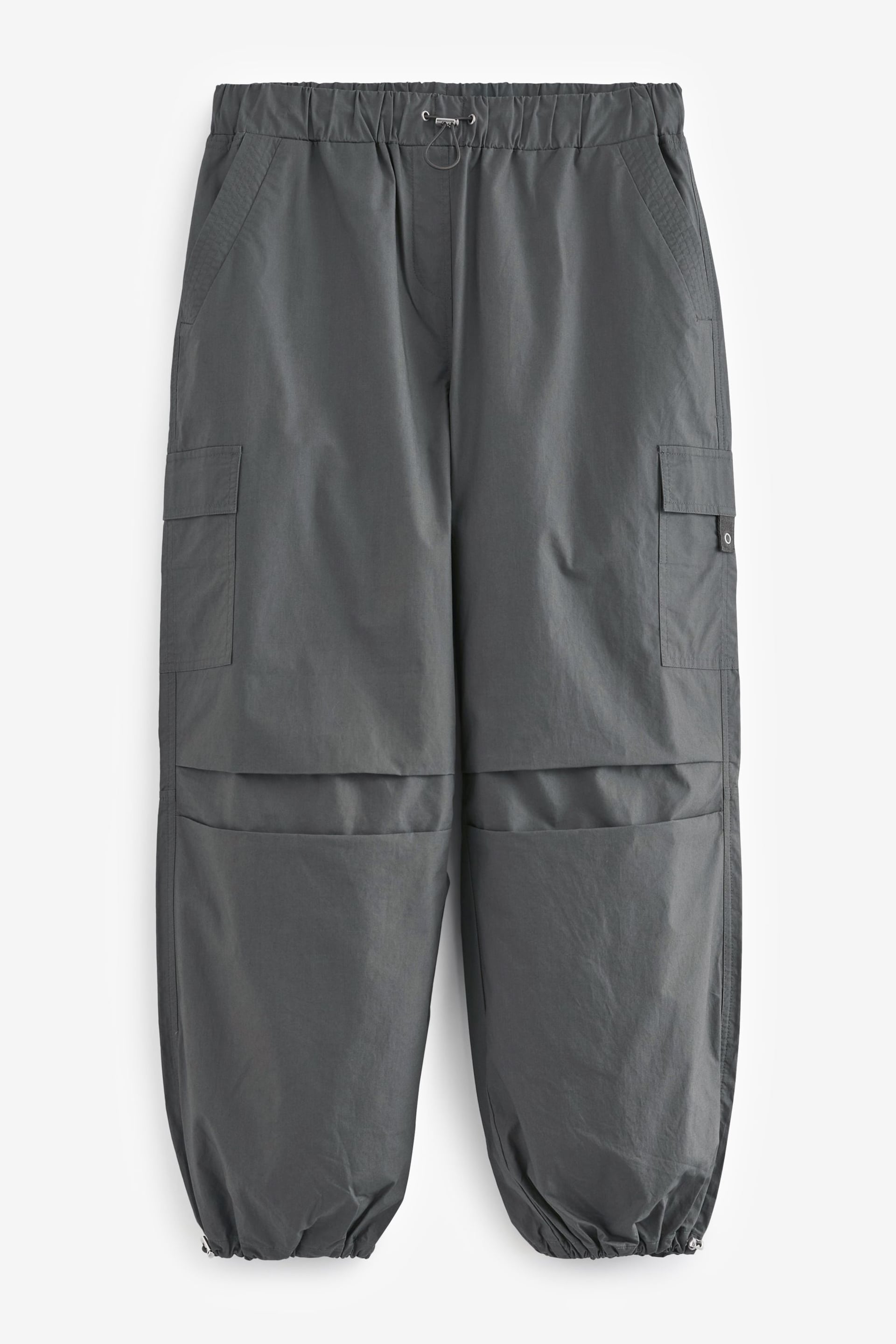 Charcoal Grey Parachute Cotton Cargo Trousers - Image 5 of 5