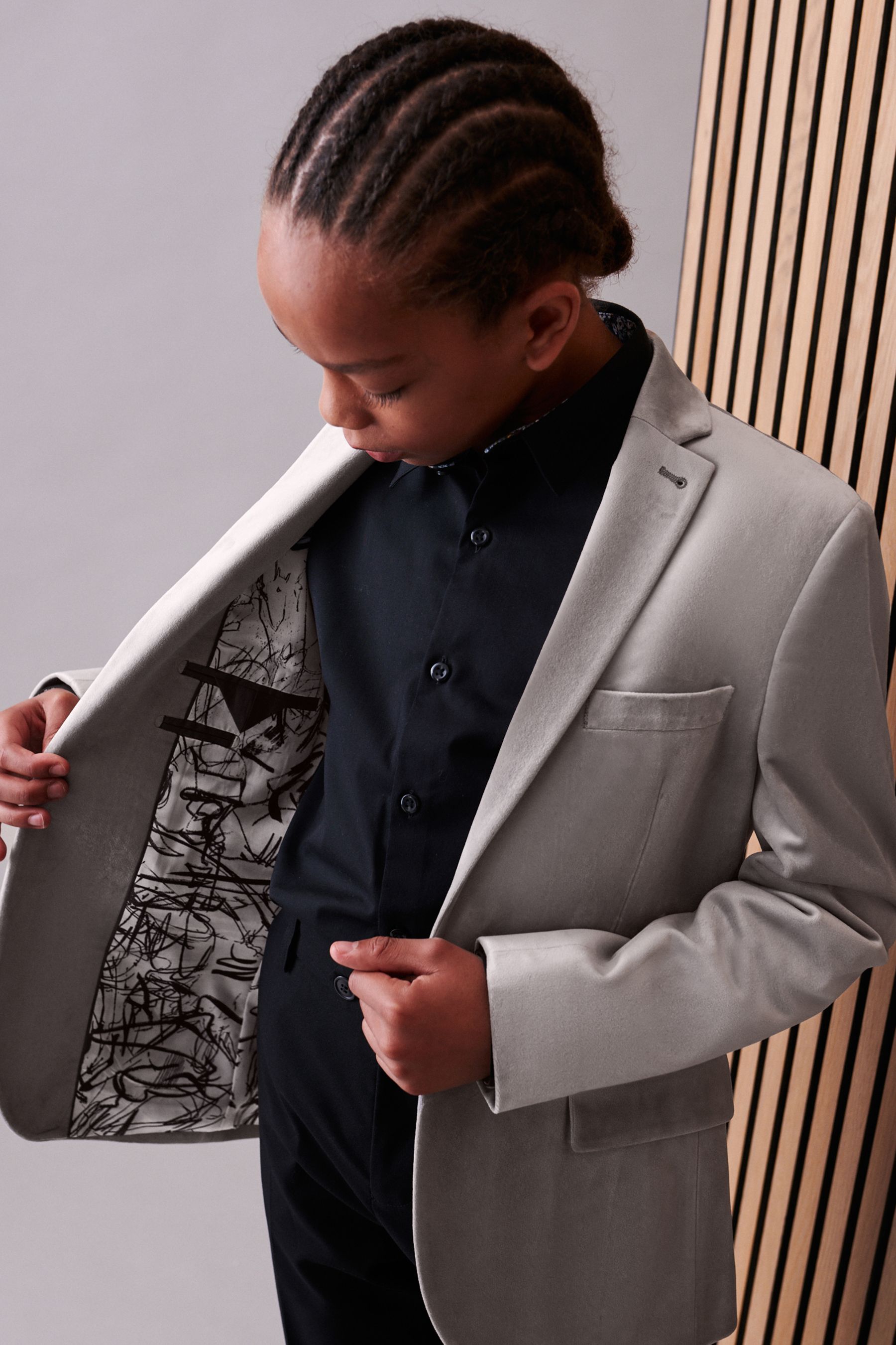 Buy Light Grey Velvet Jacket 3 16yrs from Next Ukraine
