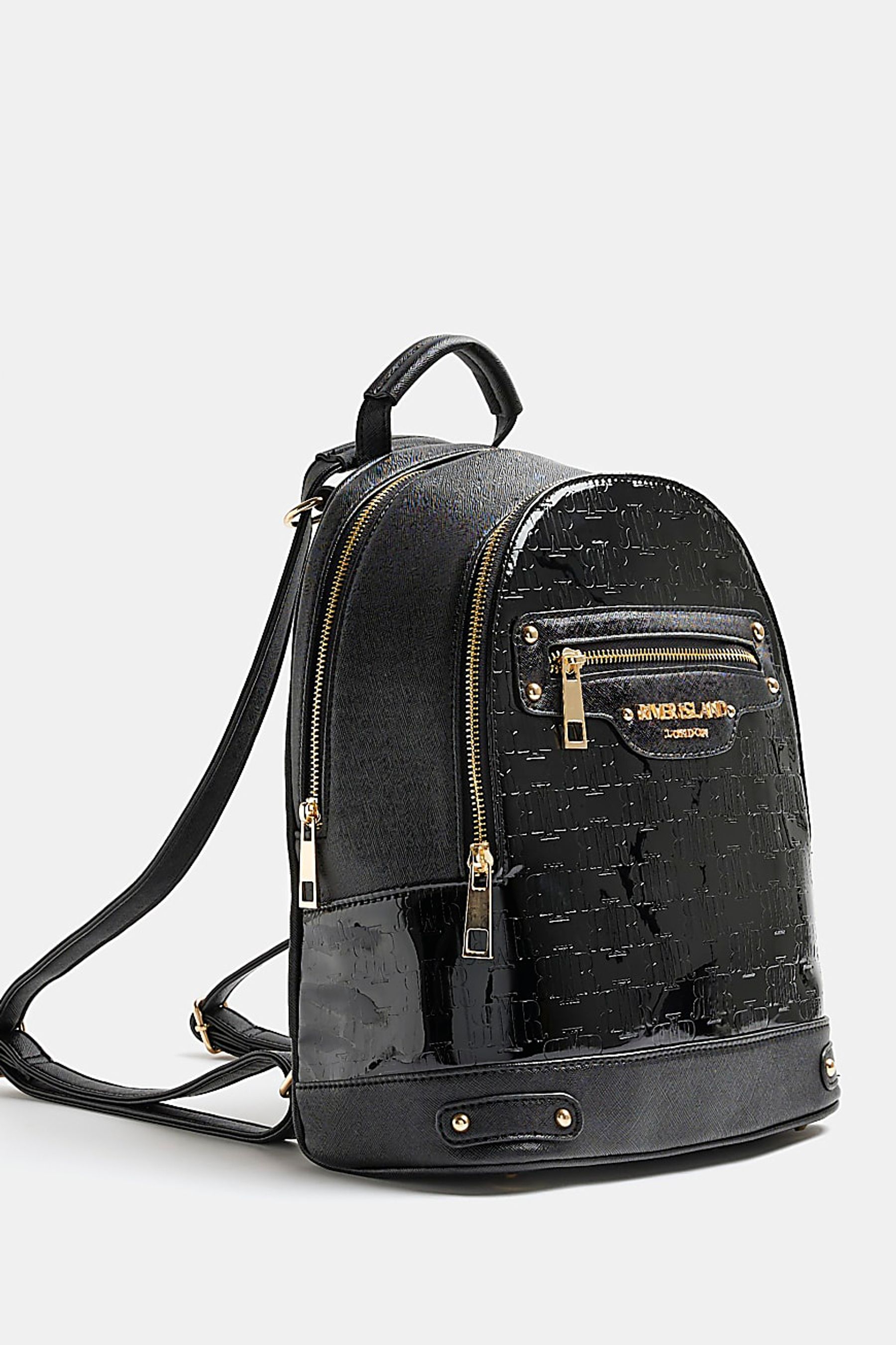 Buy River Island Black Monogram Backpack from Next Luxembourg