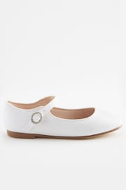 White Satin (Stain Resistant) Wide Fit (G) Square Toe Mary Jane Occasion Shoes - Image 2 of 5