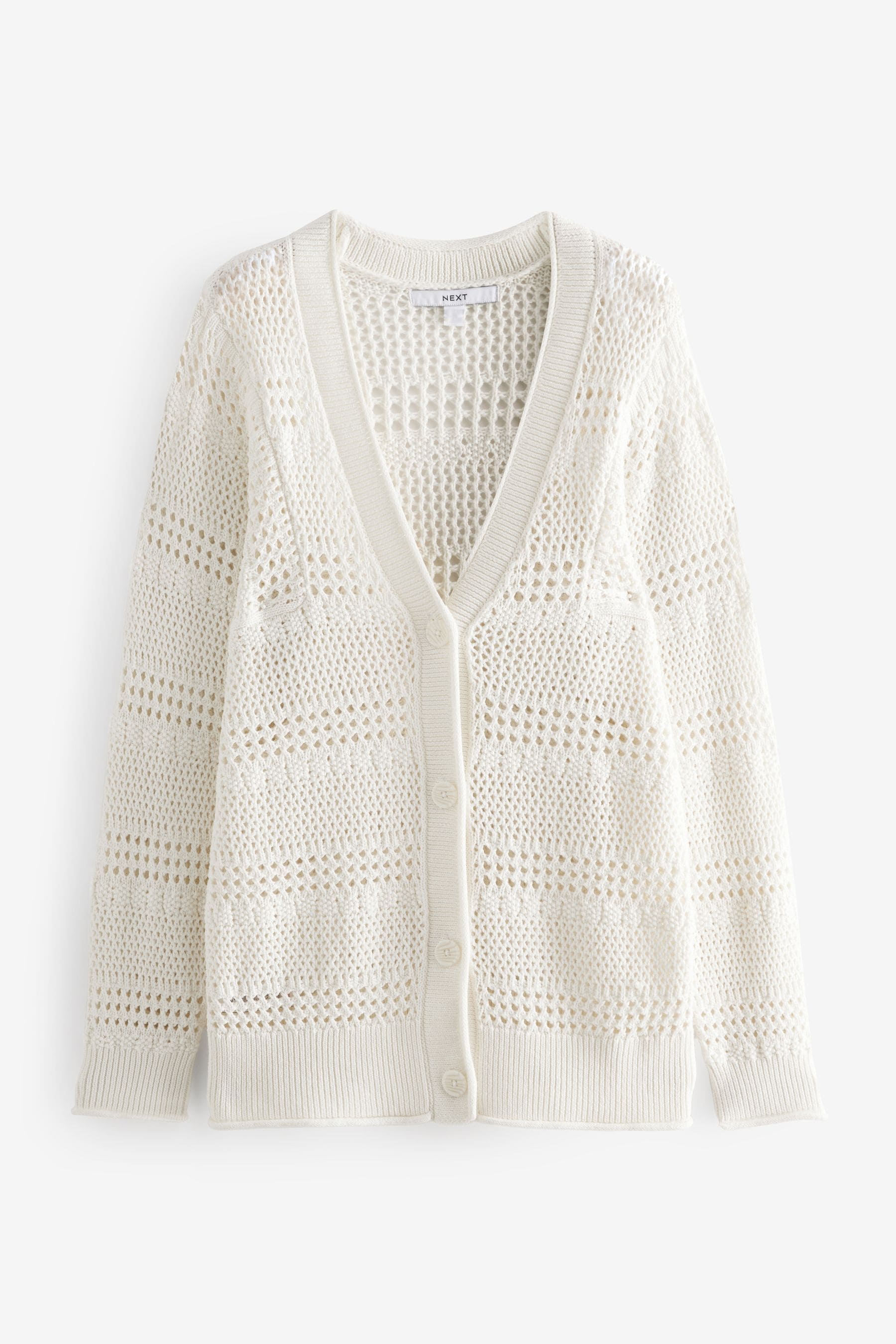 Buy Ecru Cream 100 Cotton Stitch Detail Cardigan from the Next UK online shop