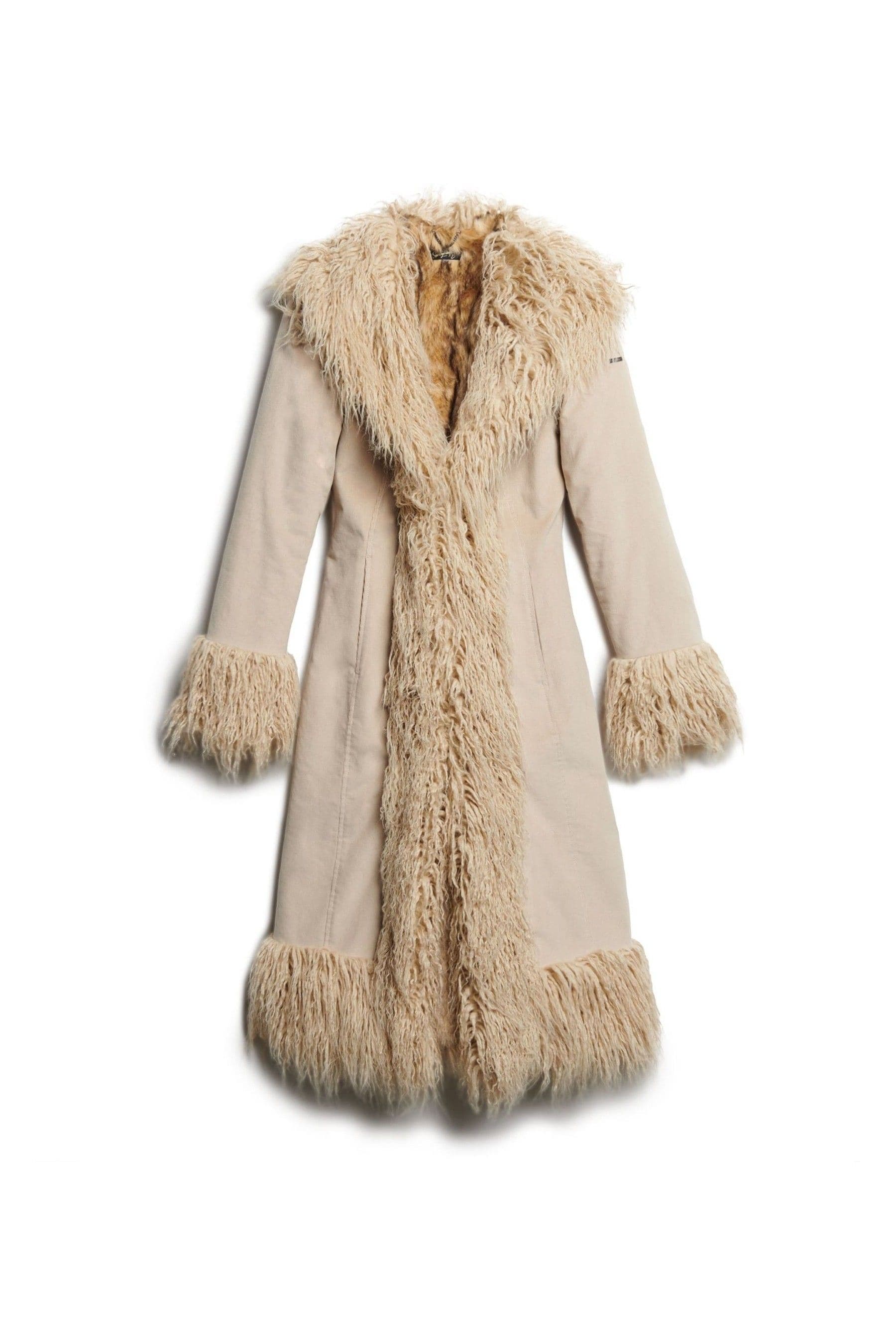 Buy Superdry Cream Faux Fur Lined Longline Afghan Coat from Next Pakistan