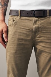 Tan Brown Slim Fit Belted Authentic Jeans - Image 5 of 5