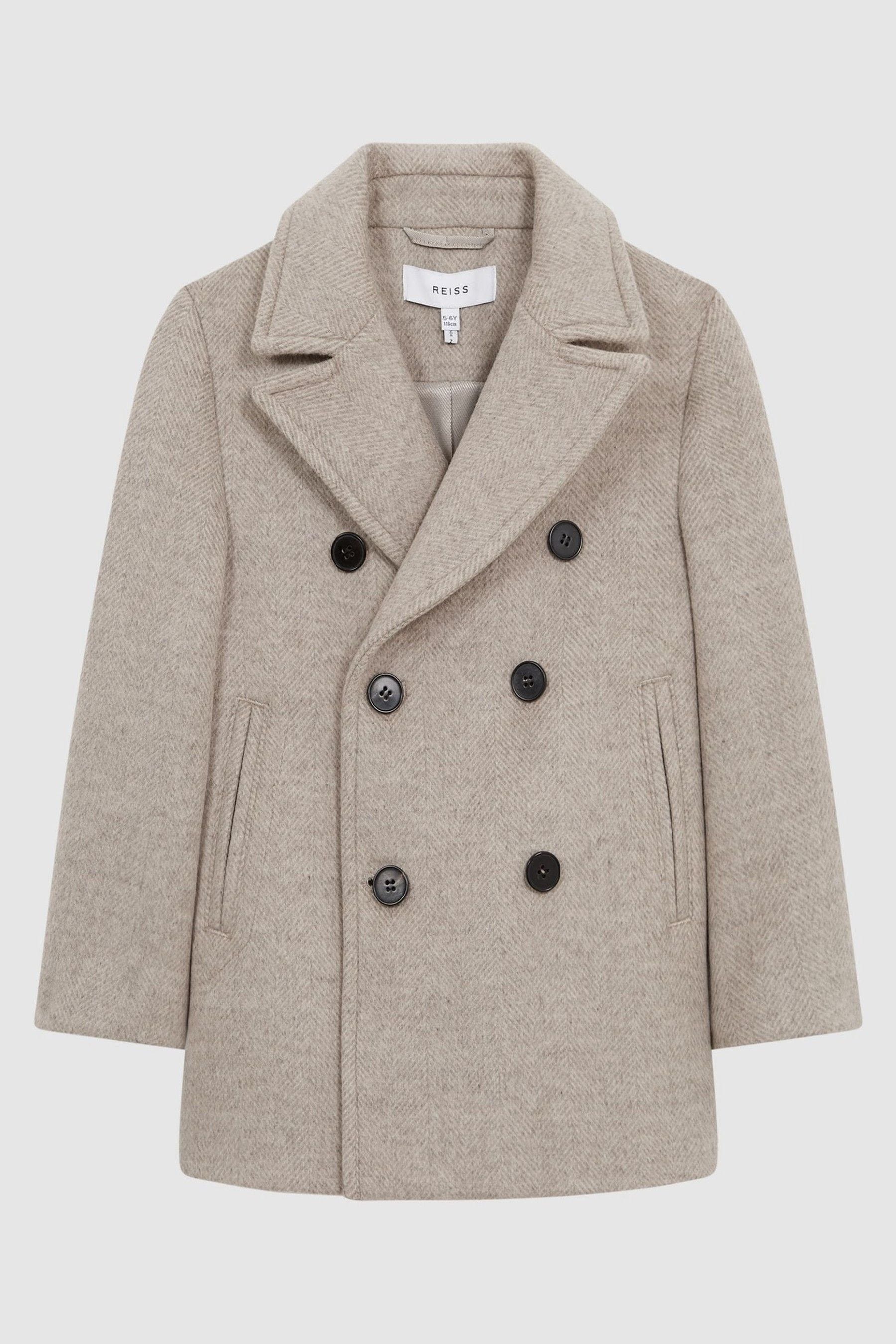 Buy Reiss Oatmeal Bergamo Senior Wool Blend Double Breasted Peacoat from Next Luxembourg