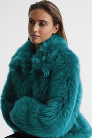 Reiss Teal Caitlin Short Shearling Jacket - Image 7 of 7