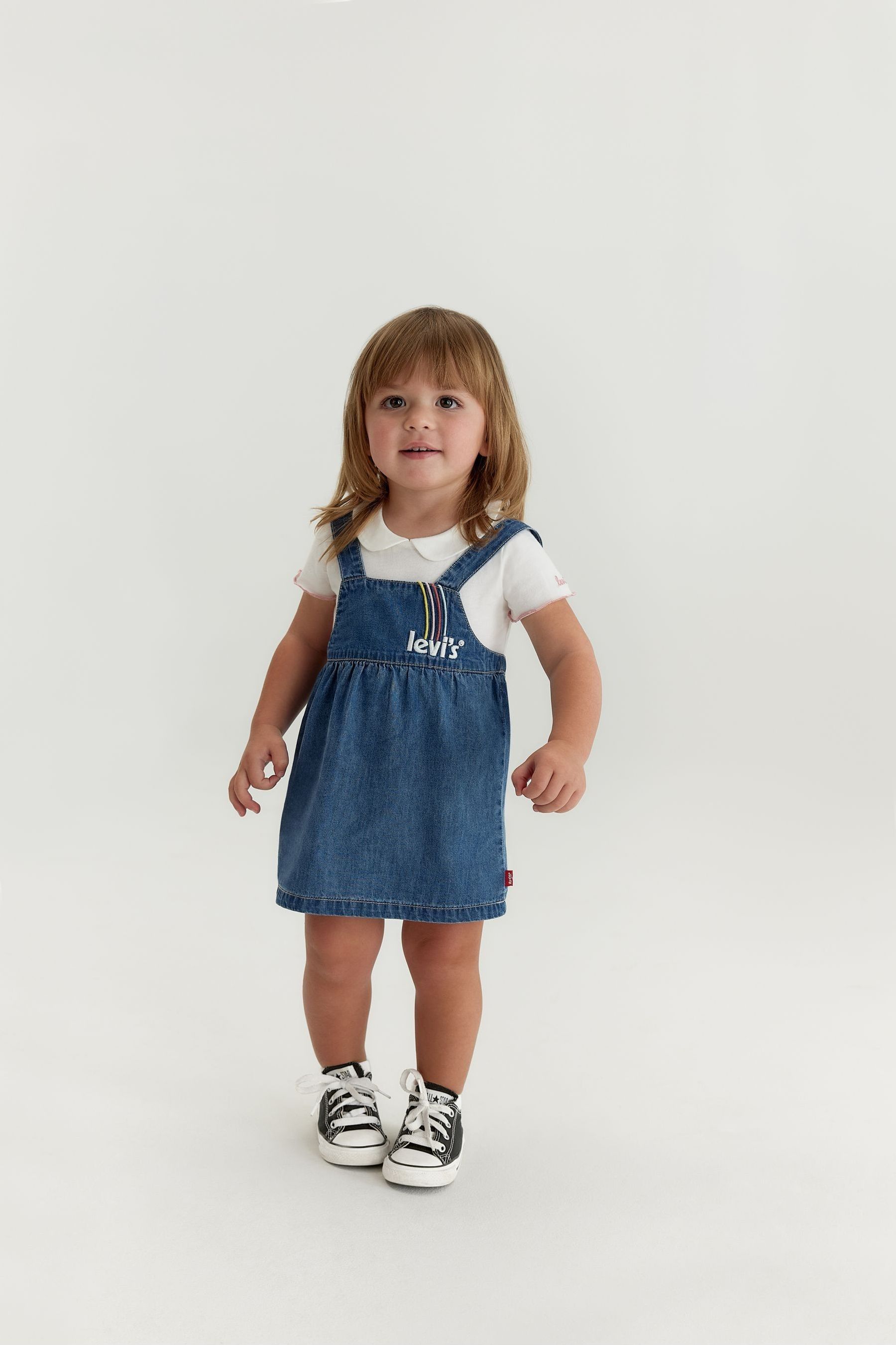 Buy Levi s Blue Baby Bodysuit And Denim Logo Pinafore Dress 2 Piece Set from Next Luxembourg