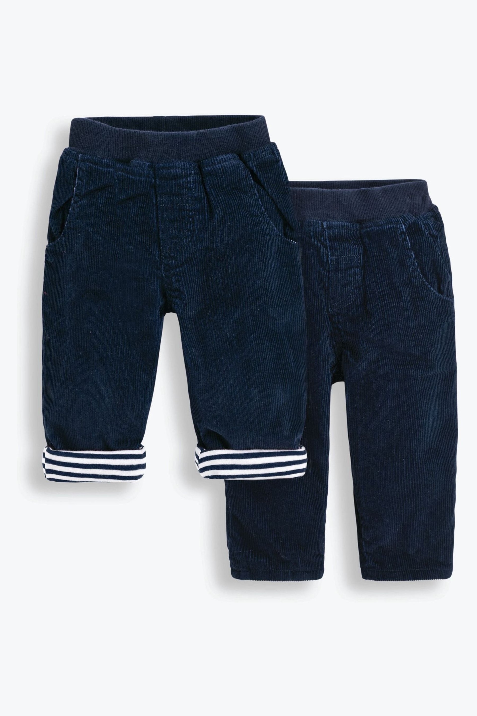 JoJo Maman Bébé Navy Cord Baby Pull-Up Trousers - Image 1 of 3