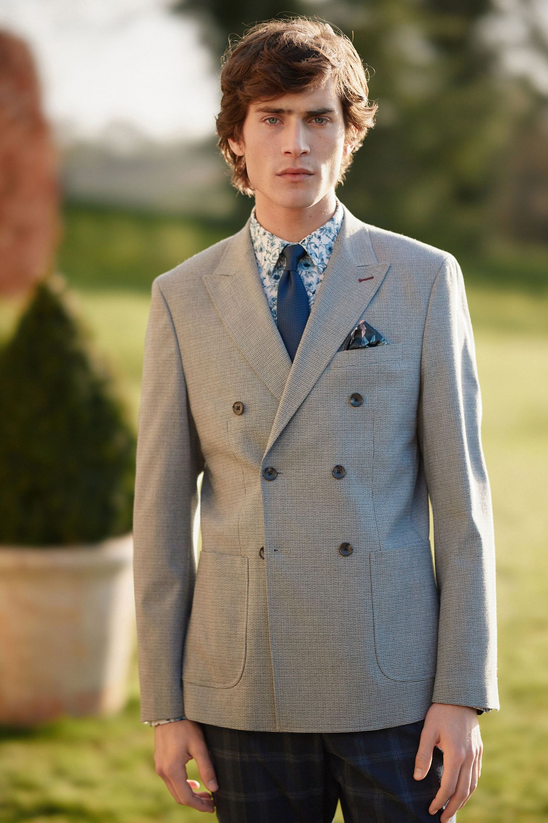 Light grey double breasted blazer discount