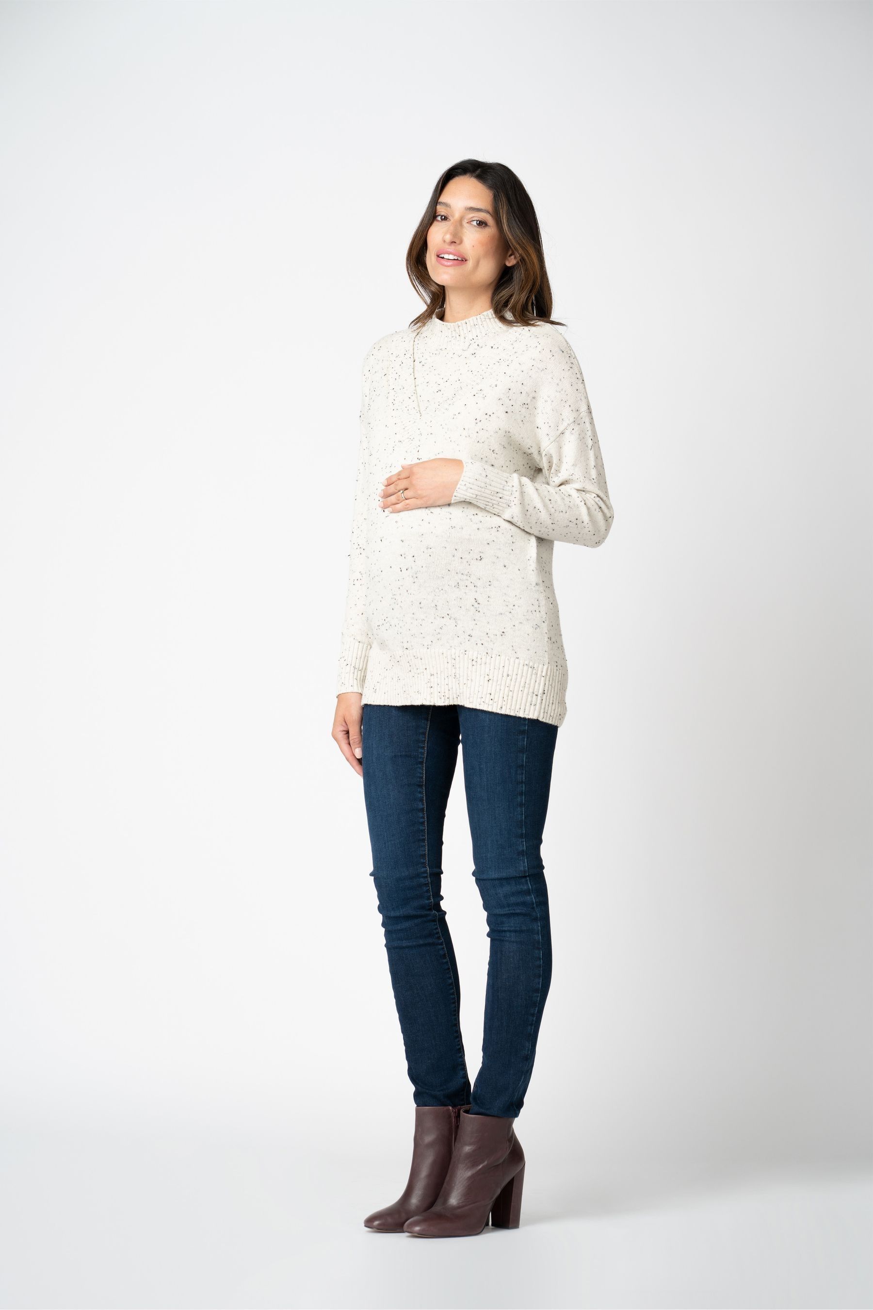 Buy Seraphine Grey Double Layer V Neck Nursing Jumper from Next Luxembourg