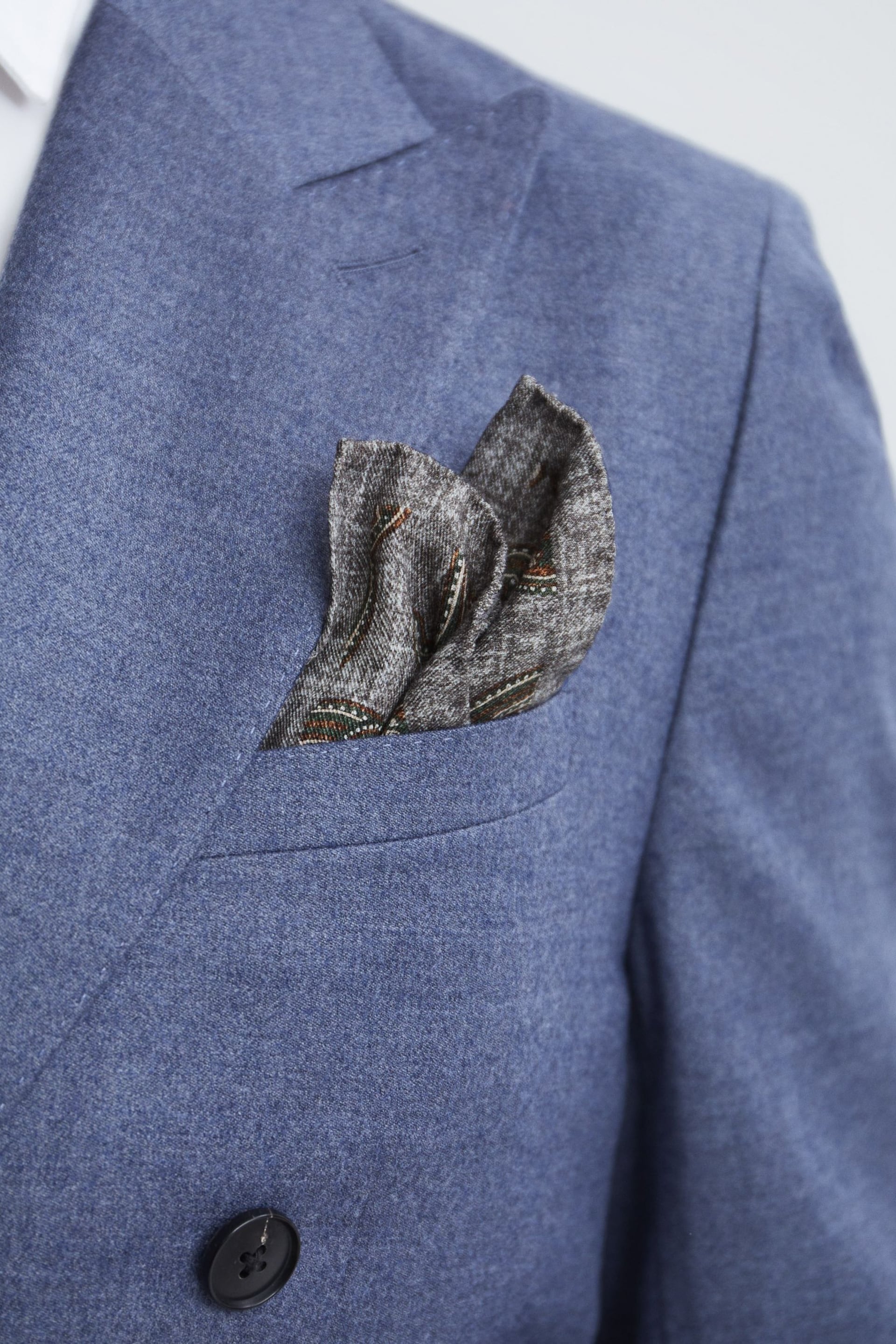 Reiss Grey Melange Equinox Paisley Print Pocket Square - Image 3 of 5